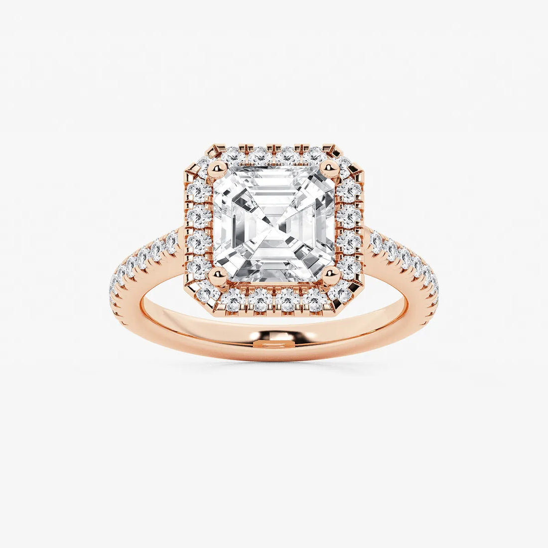 Regalia Asscher Lab Grown Diamond Double Row Halo Engagement Ring