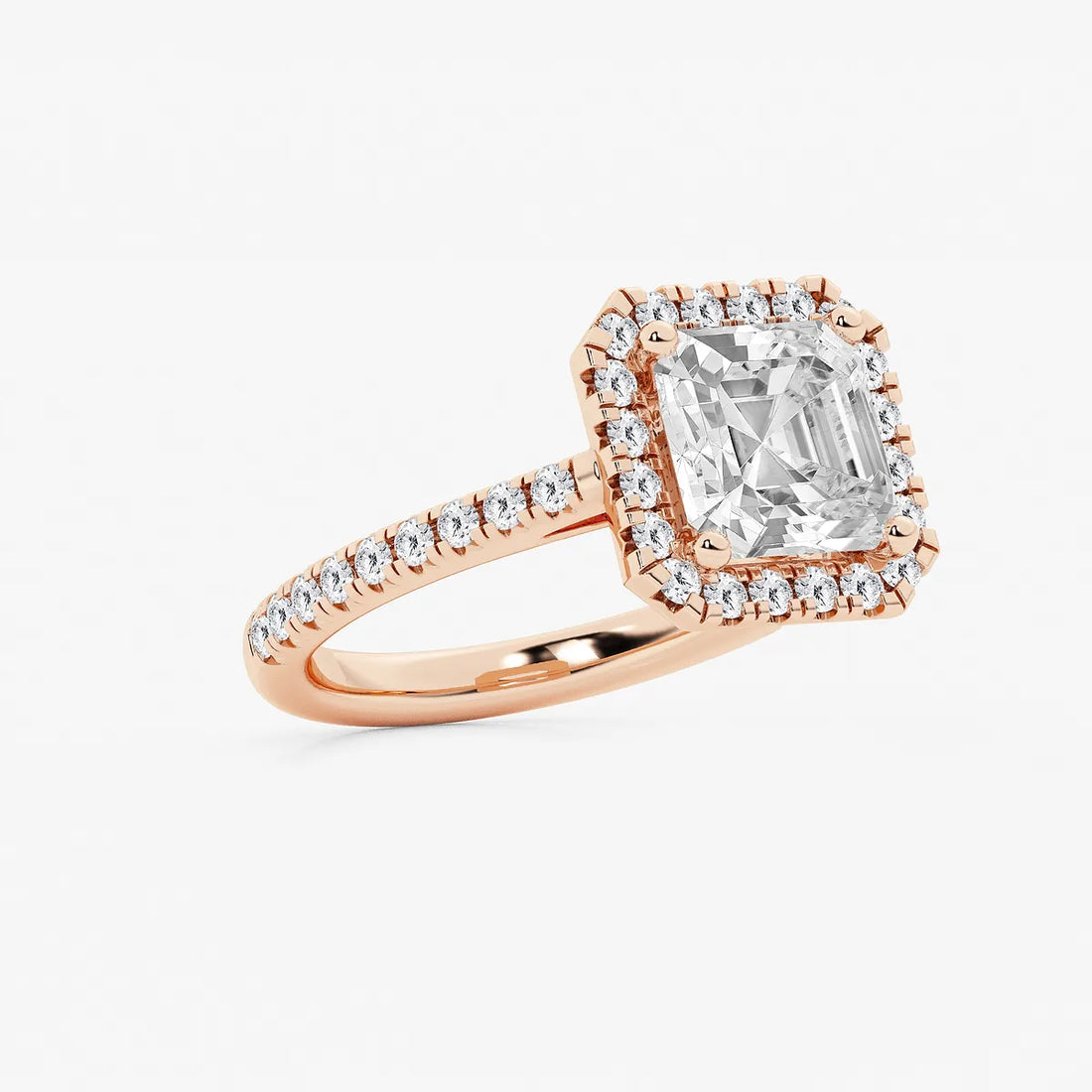 Regalia Asscher Lab Grown Diamond Double Row Halo Engagement Ring