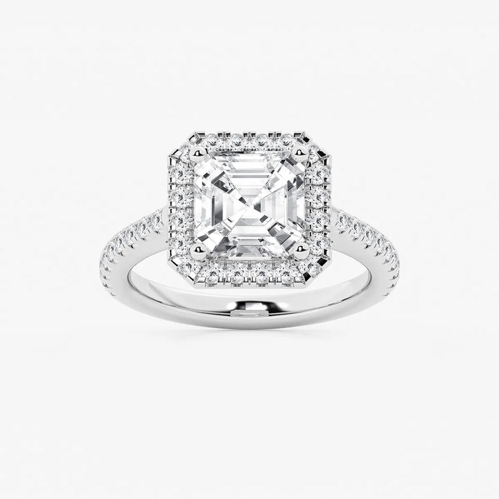 Étoile Asscher Lab Grown Diamond French Pavé Halo Engagement Ring