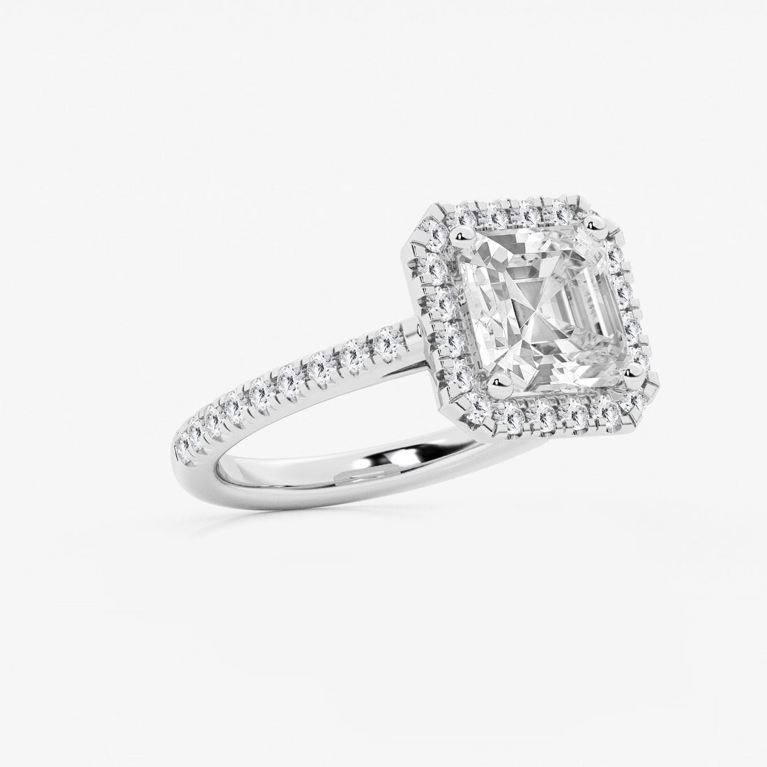 Étoile Asscher Lab Grown Diamond French Pavé Halo Engagement Ring