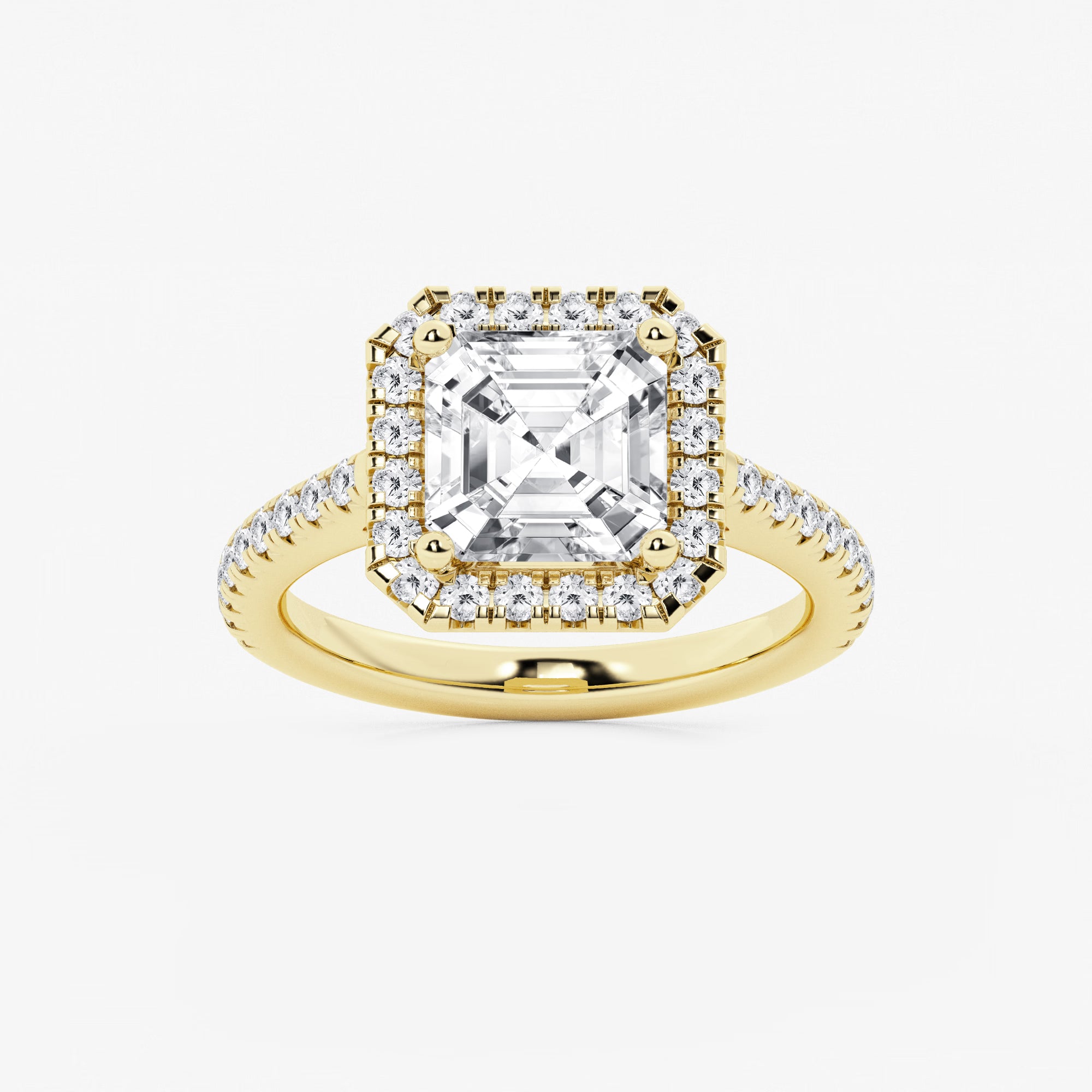 Regalia Asscher Lab Grown Diamond Double Row Halo Engagement Ring