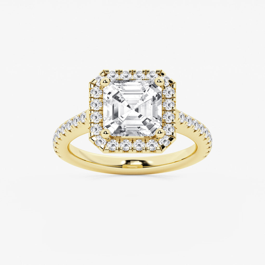 Regalia Asscher Lab Grown Diamond Double Row Halo Engagement Ring