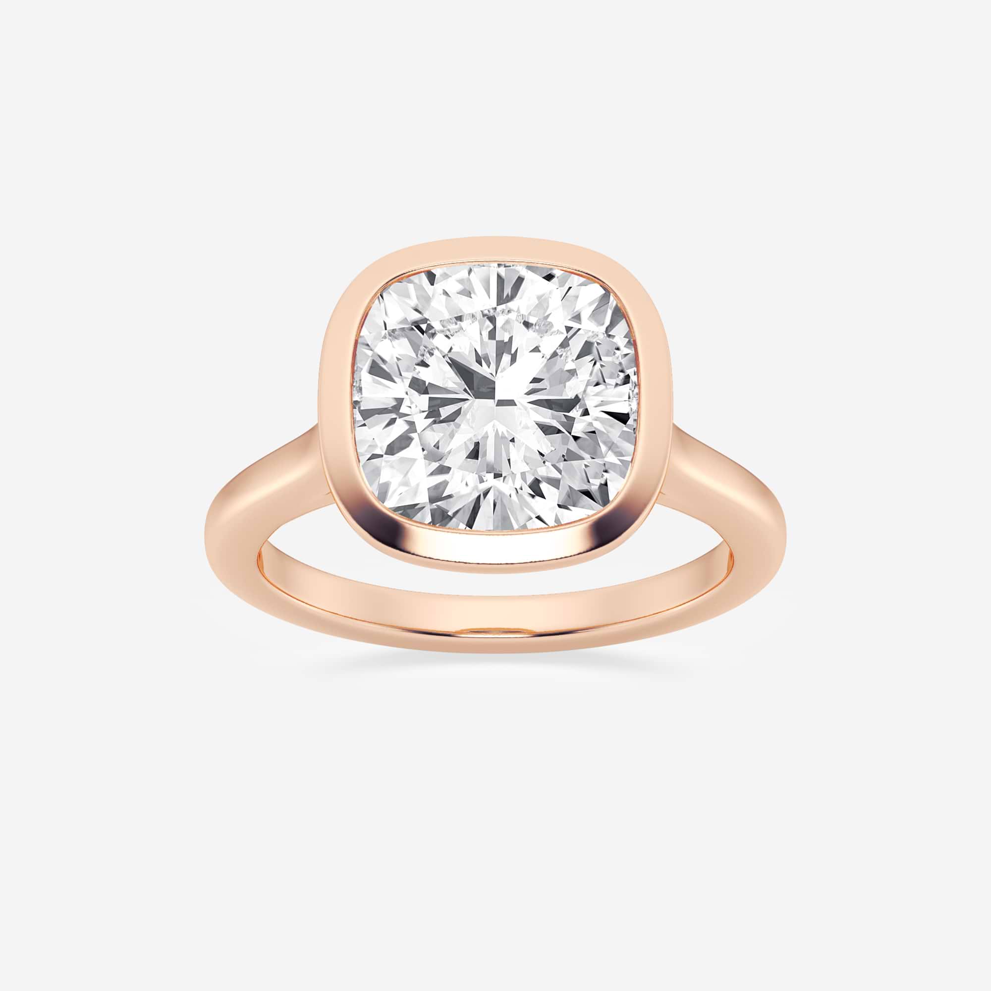 Cushion Lab Grown Diamond Bezel Set Solitaire Engagement Ring
