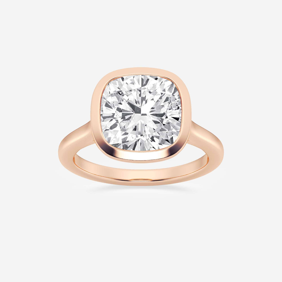 Cushion Lab Grown Diamond Bezel Set Solitaire Engagement Ring