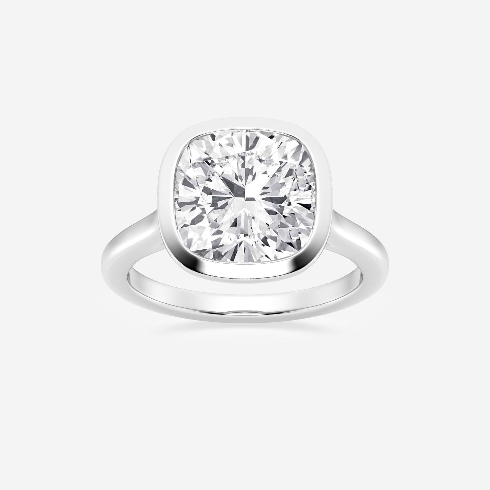 Cushion Lab Grown Diamond Bezel Set Solitaire Engagement Ring
