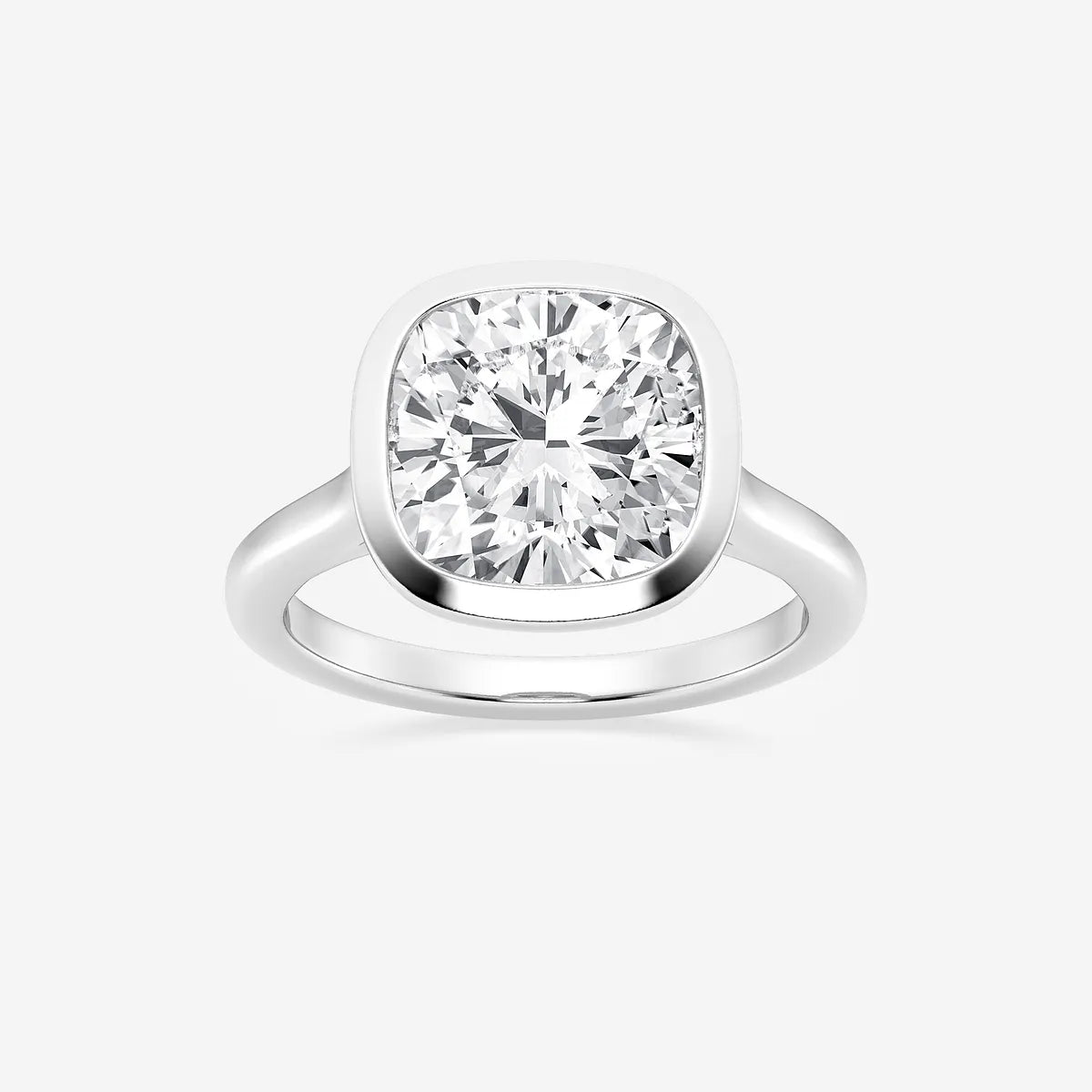 Cushion Lab Grown Diamond Bezel Set Solitaire Engagement Ring