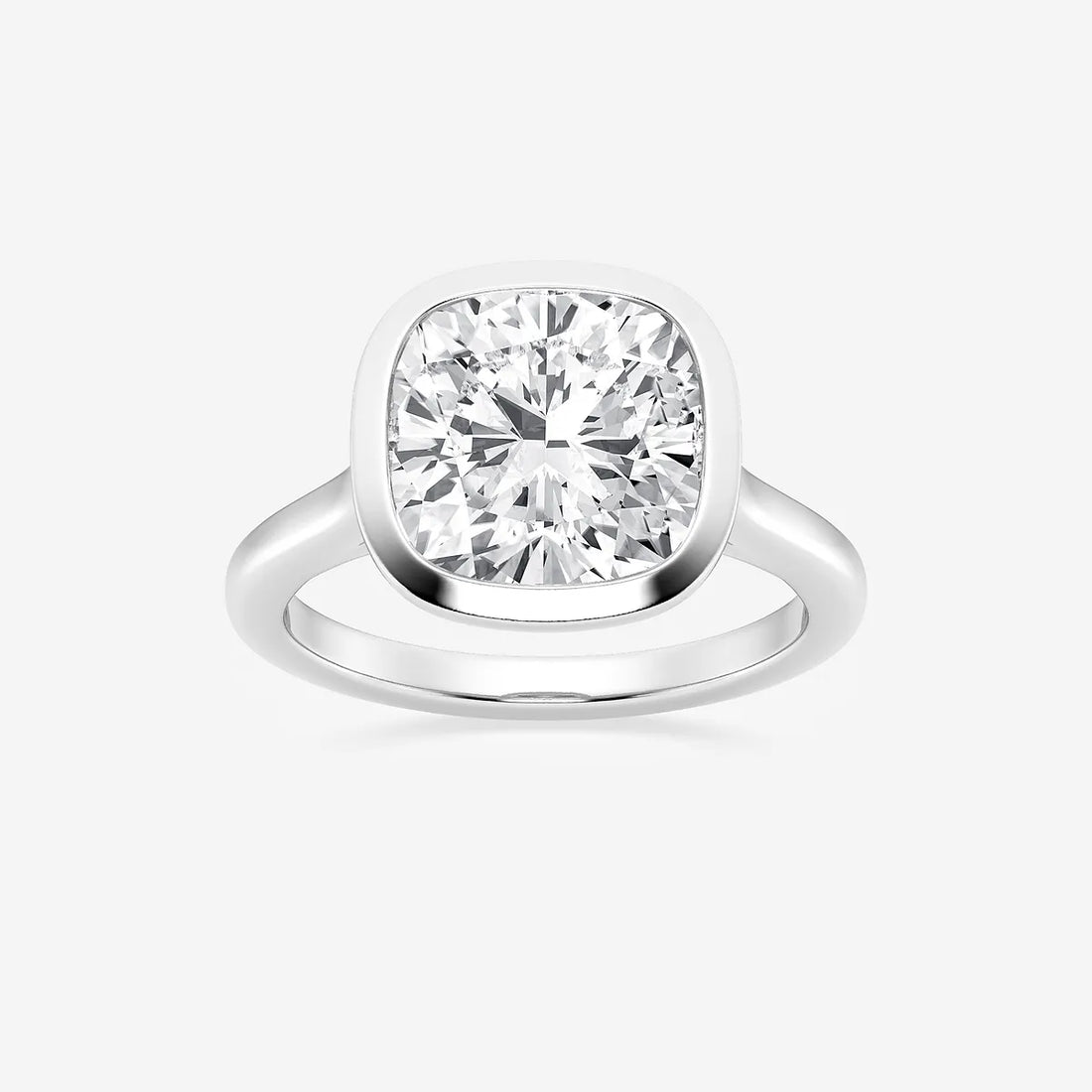 Cushion Lab Grown Diamond Bezel Set Solitaire Engagement Ring