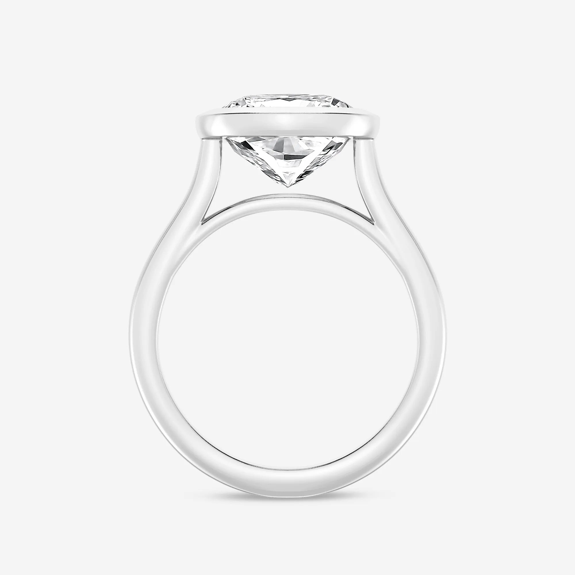 Cushion Lab Grown Diamond Bezel Set Solitaire Engagement Ring