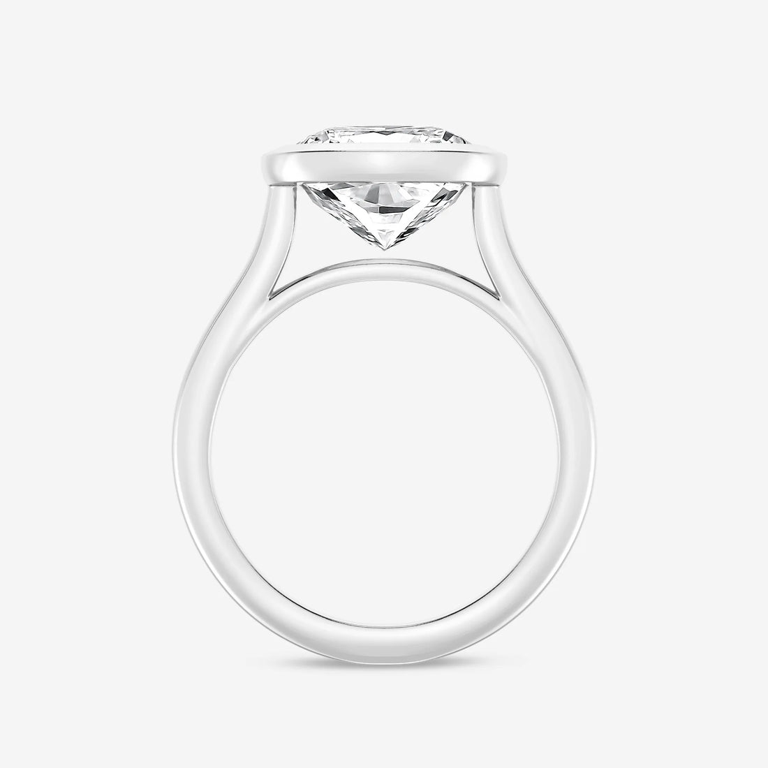 Cushion Lab Grown Diamond Bezel Set Solitaire Engagement Ring