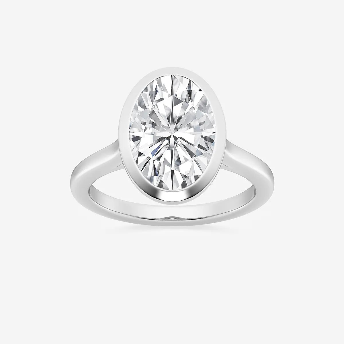 Oval Cut Full Bezel Solitaire Engagement Ring