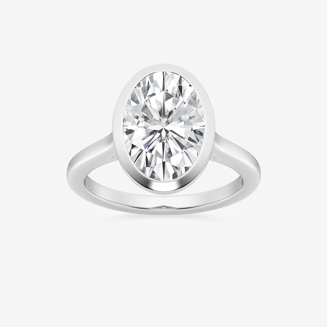 Oval Cut Full Bezel Solitaire Engagement Ring