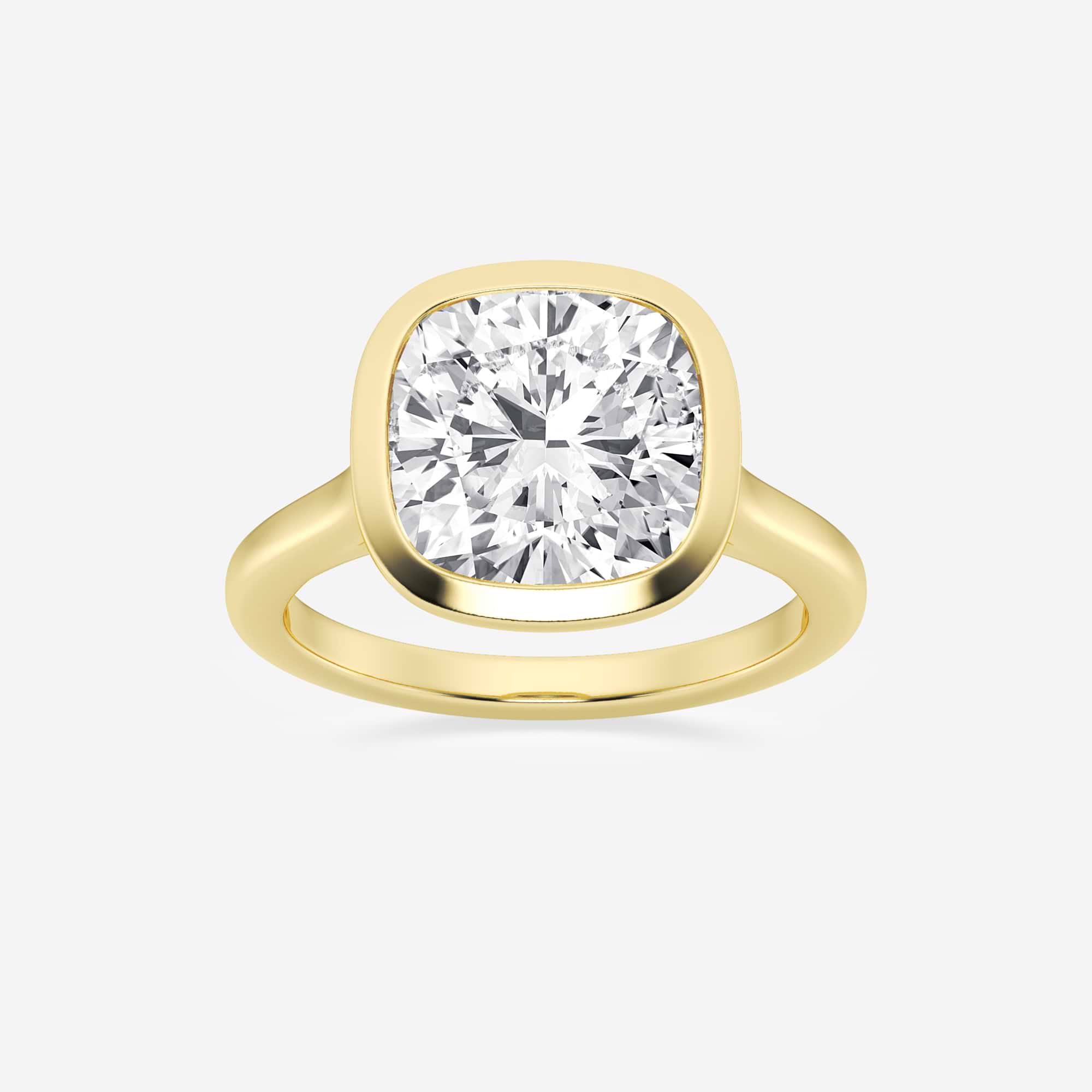 Cushion Lab Grown Diamond Bezel Set Solitaire Engagement Ring