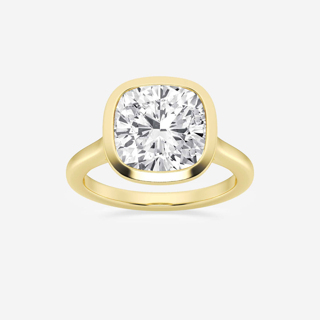 Cushion Lab Grown Diamond Bezel Set Solitaire Engagement Ring