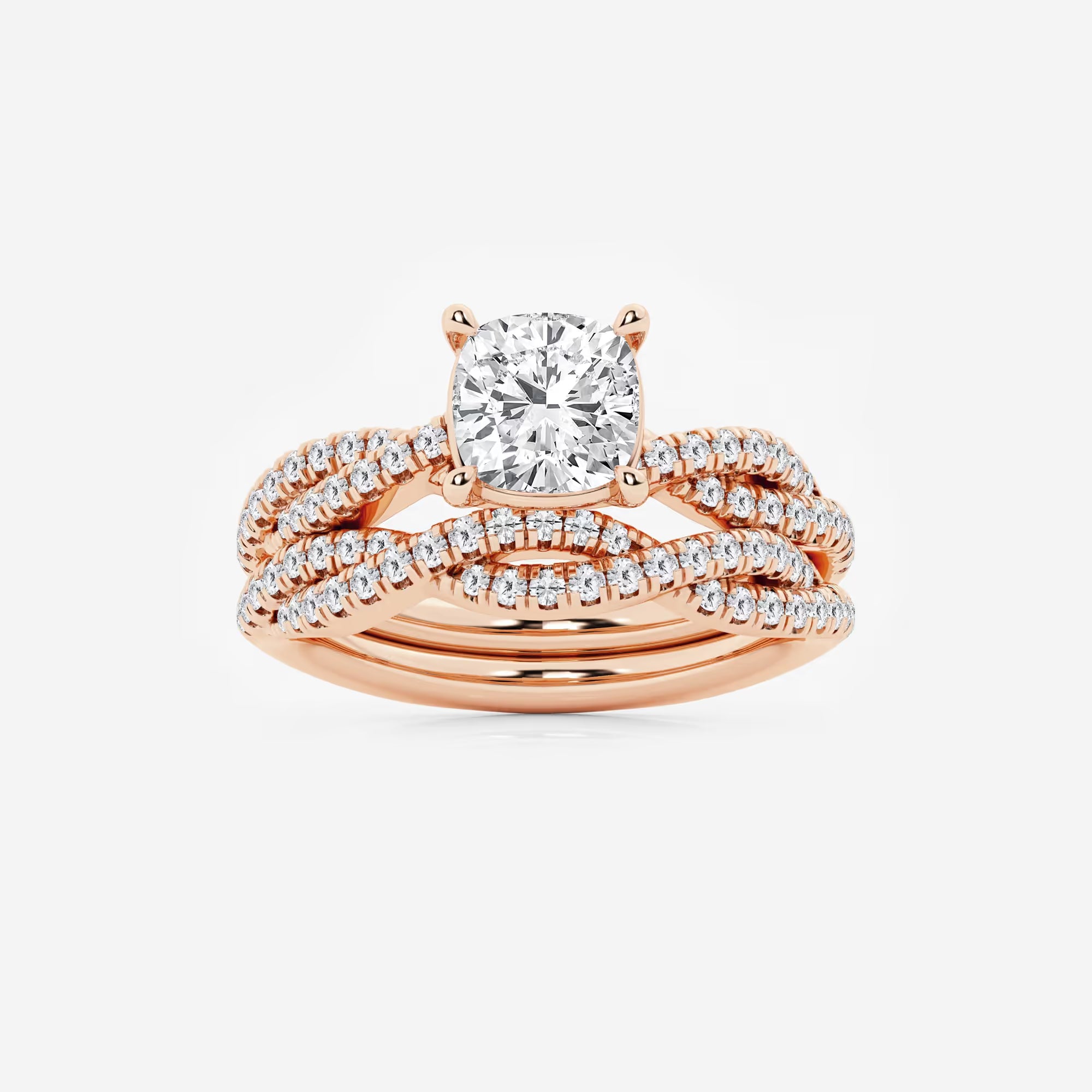 Cushion Lab Grown Diamond Woven Bridal Set