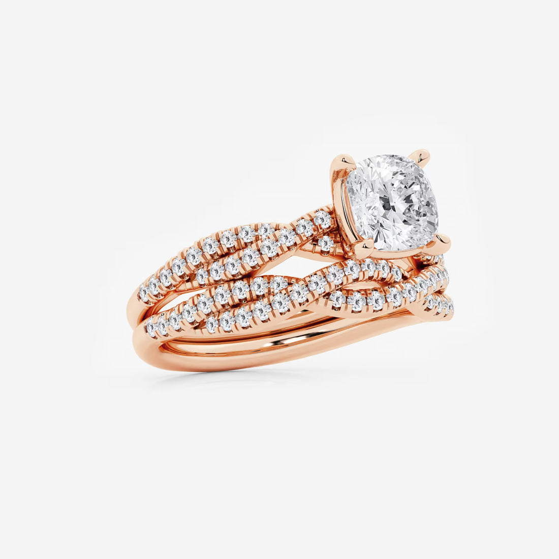 Cushion Lab Grown Diamond Woven Bridal Set