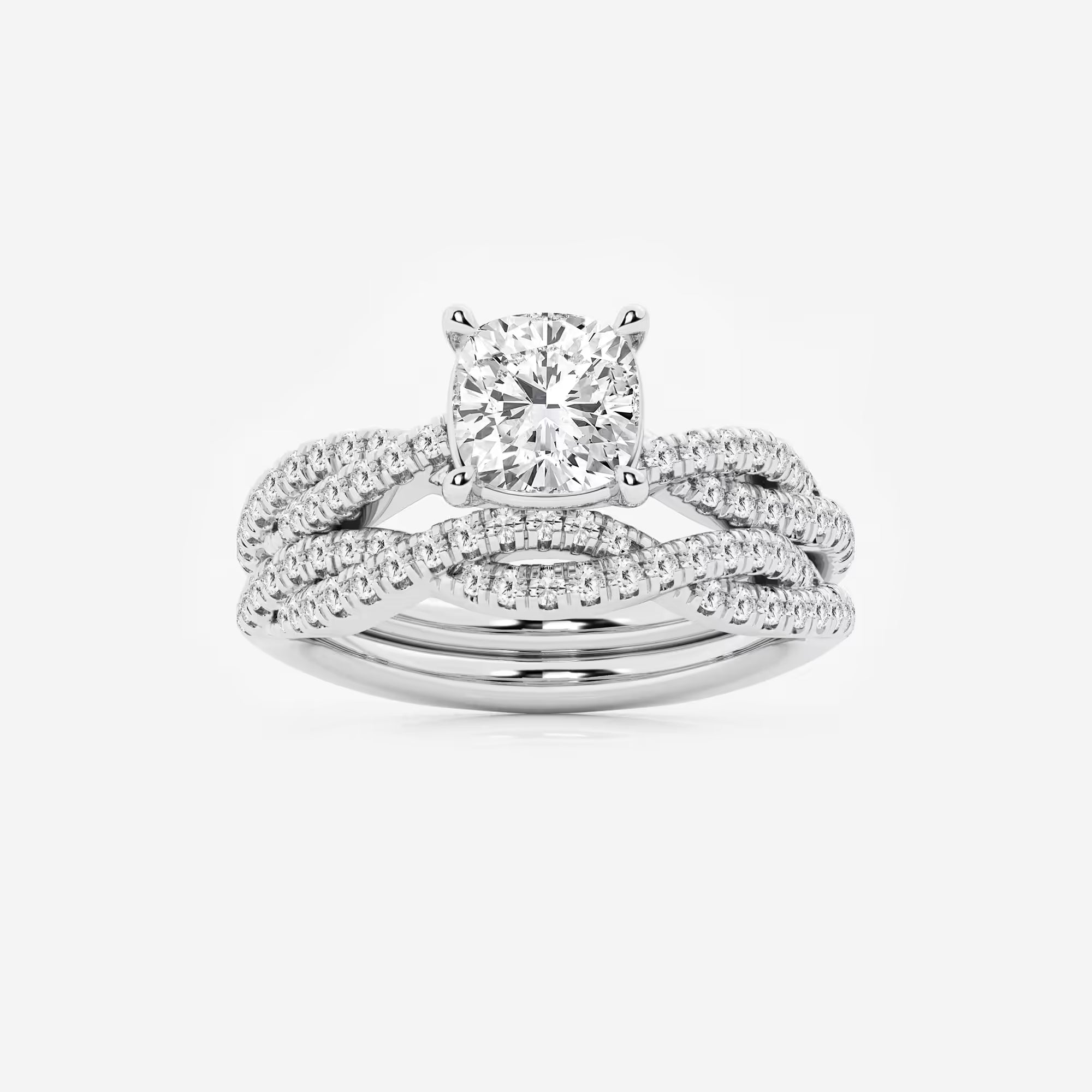 Cushion Lab Grown Diamond Woven Bridal Set