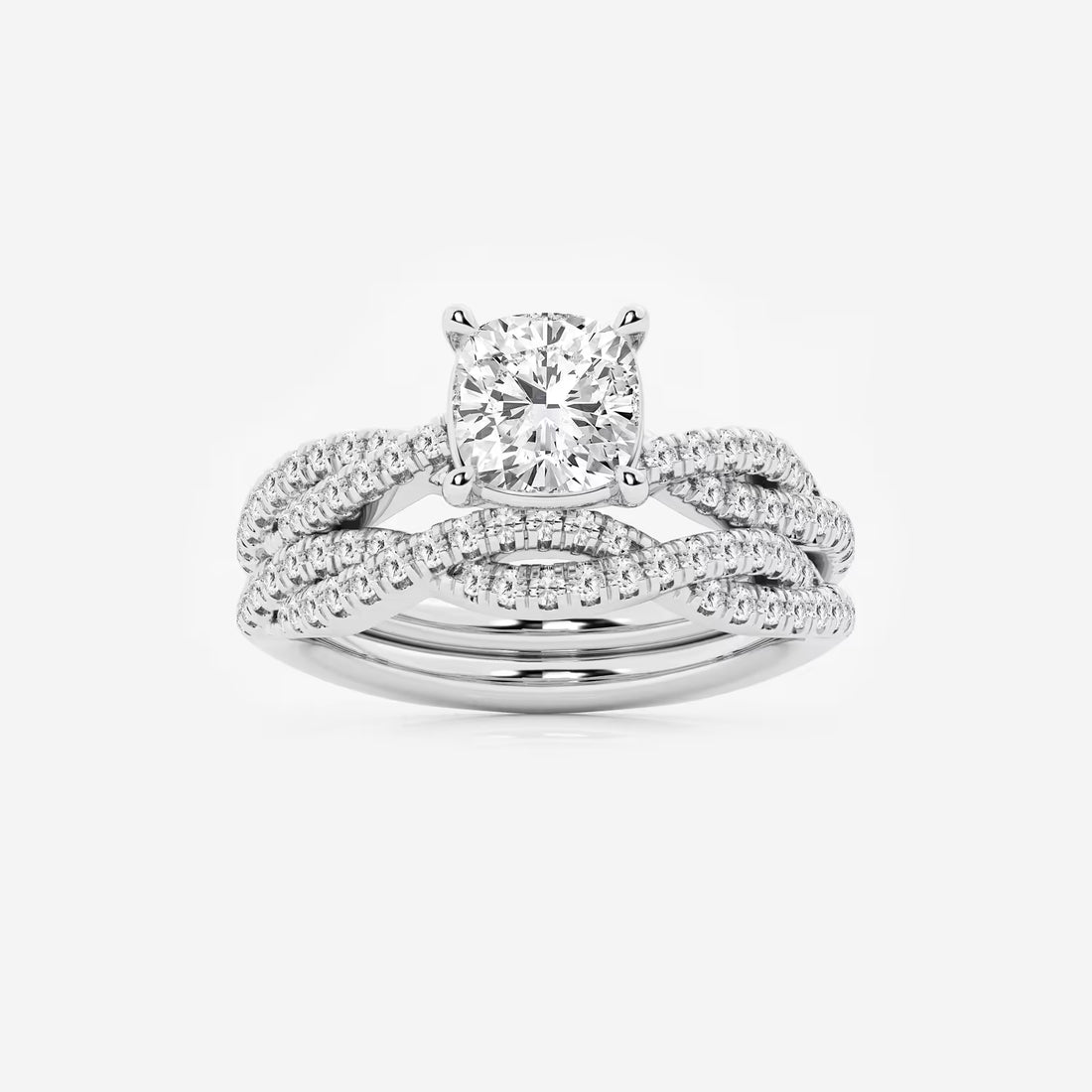 Cushion Lab Grown Diamond Woven Bridal Set