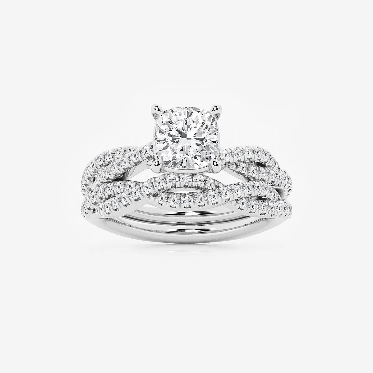 Cushion Lab Grown Diamond Woven Bridal Set