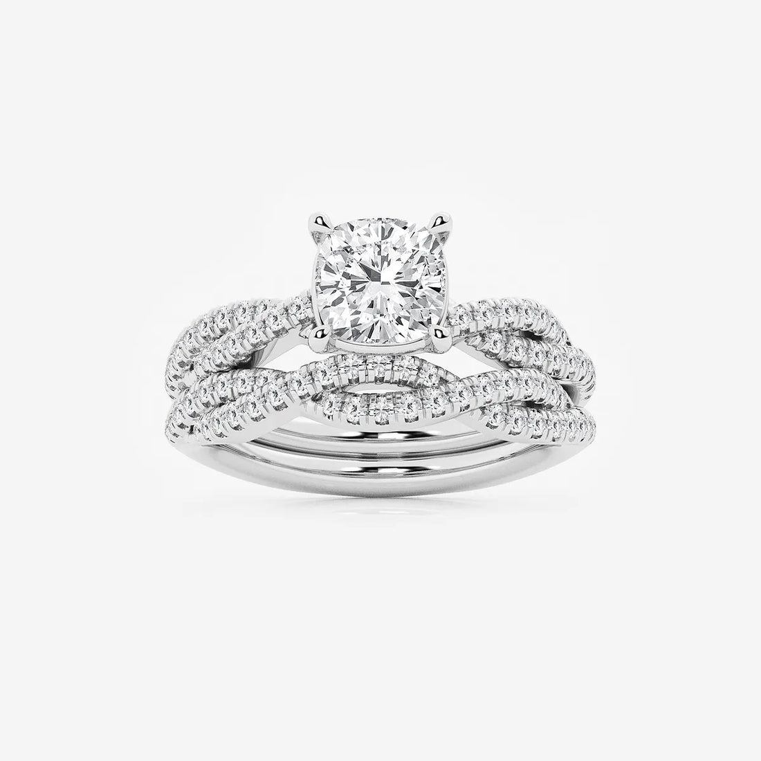 Cushion Lab Grown Diamond Woven Bridal Set