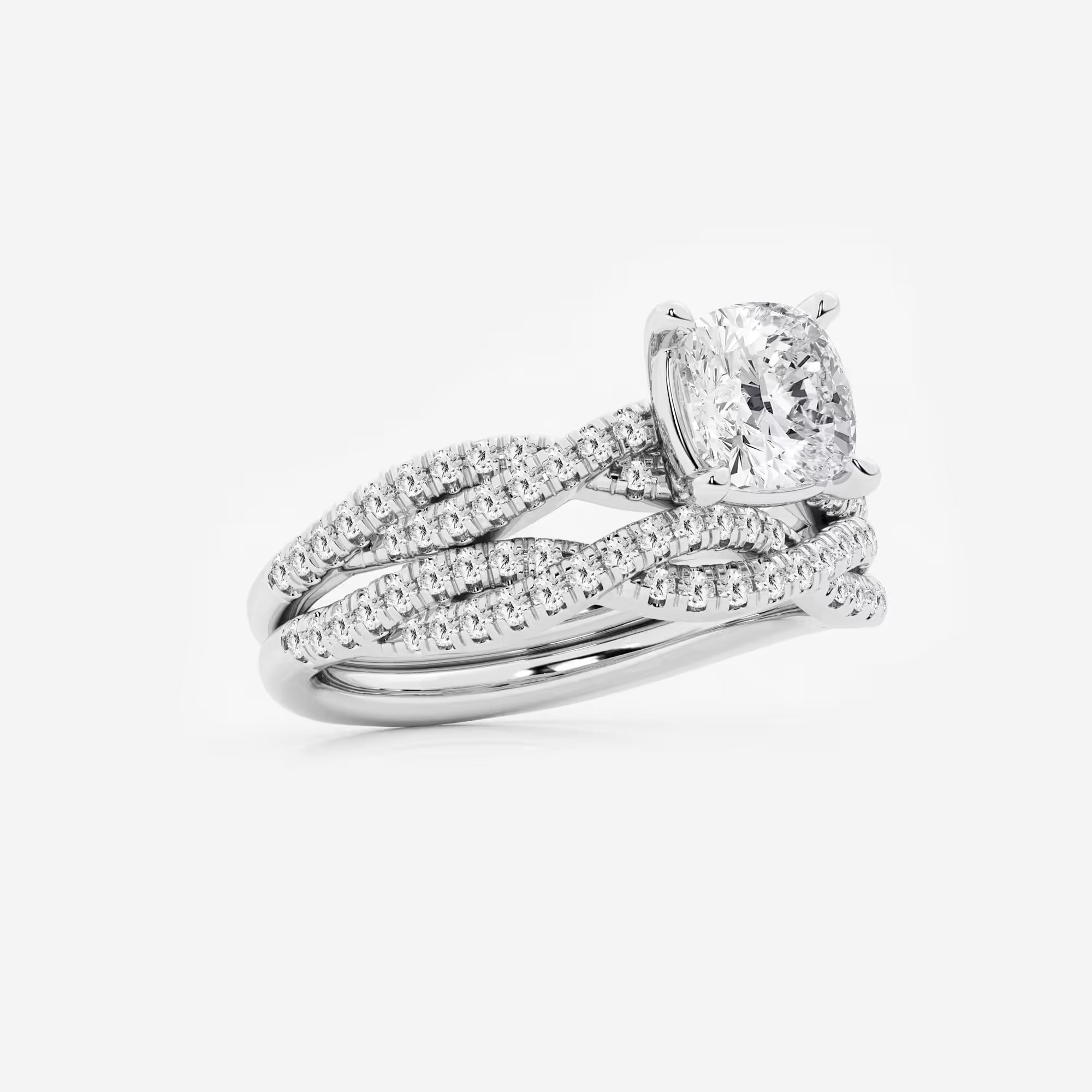 Cushion Lab Grown Diamond Woven Bridal Set