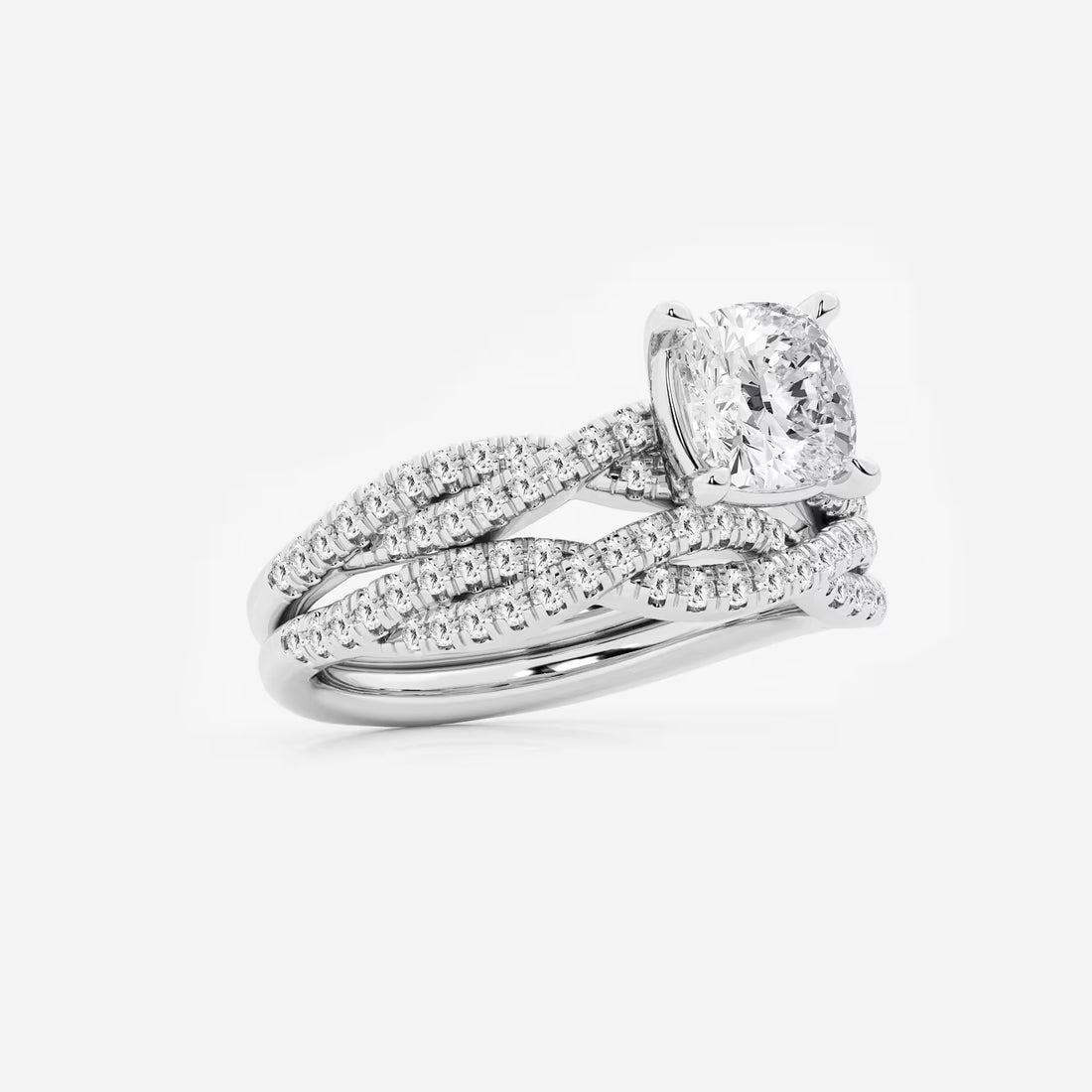 Cushion Lab Grown Diamond Woven Bridal Set