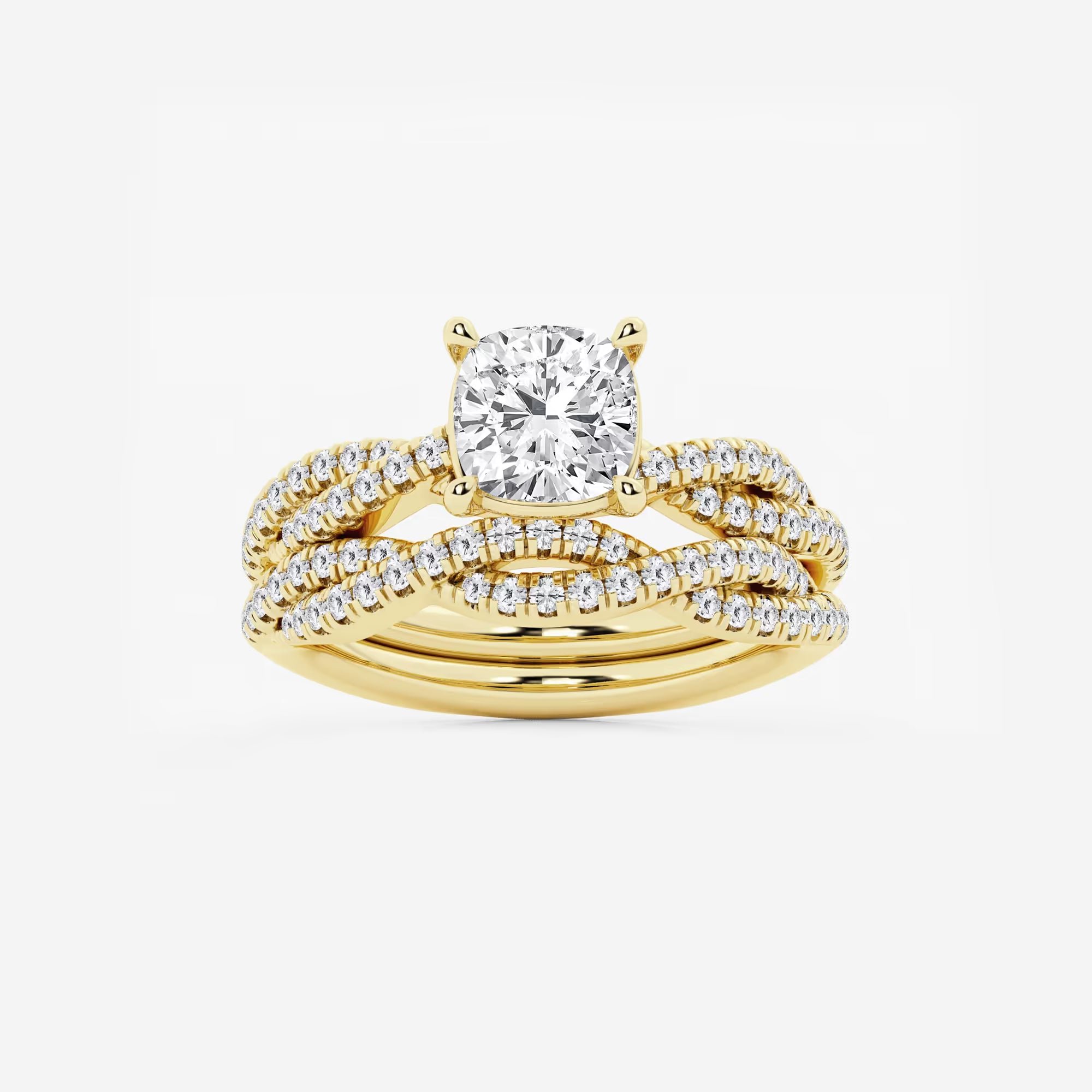 Cushion Lab Grown Diamond Woven Bridal Set