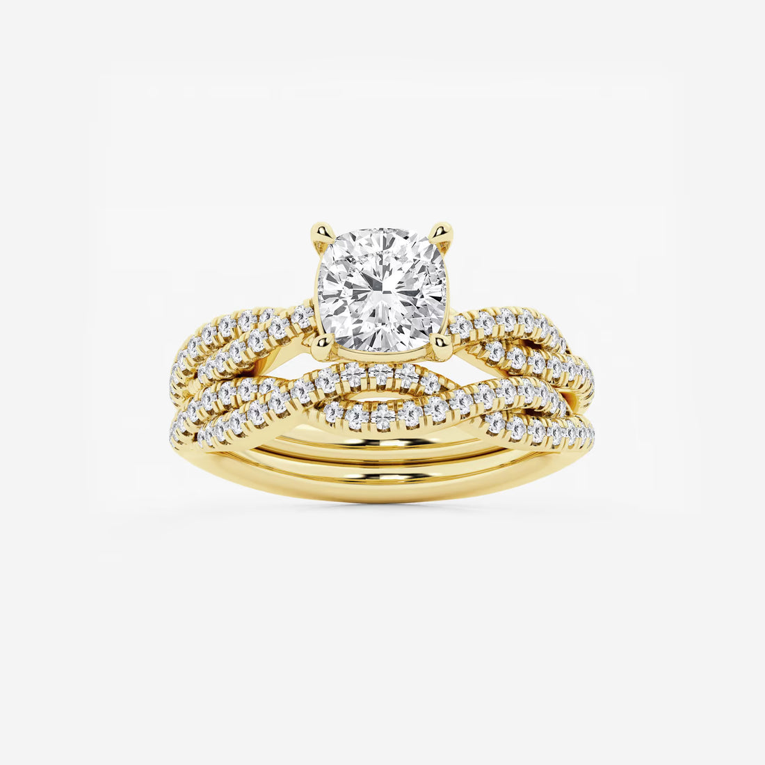 Cushion Lab Grown Diamond Woven Bridal Set