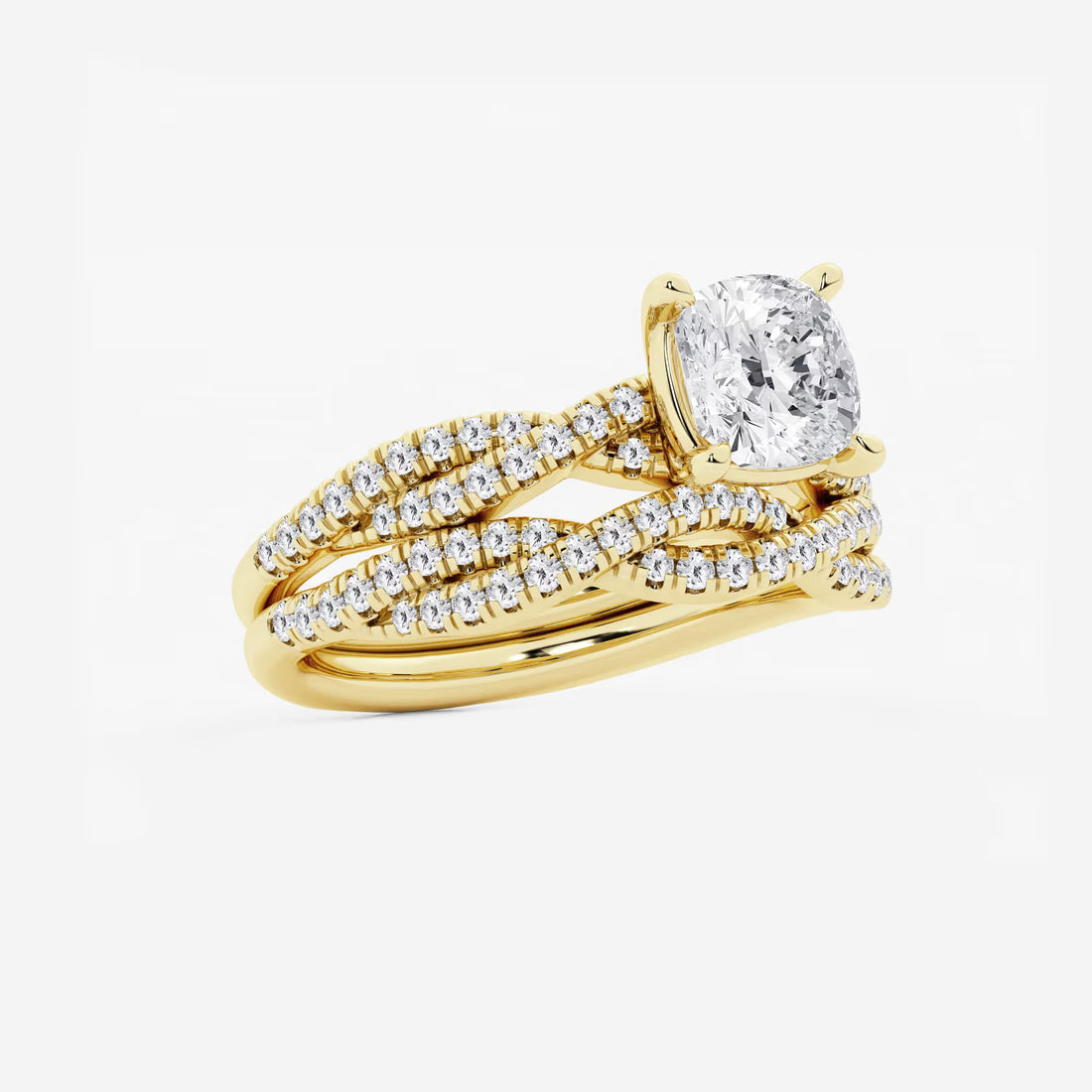 Cushion Lab Grown Diamond Woven Bridal Set