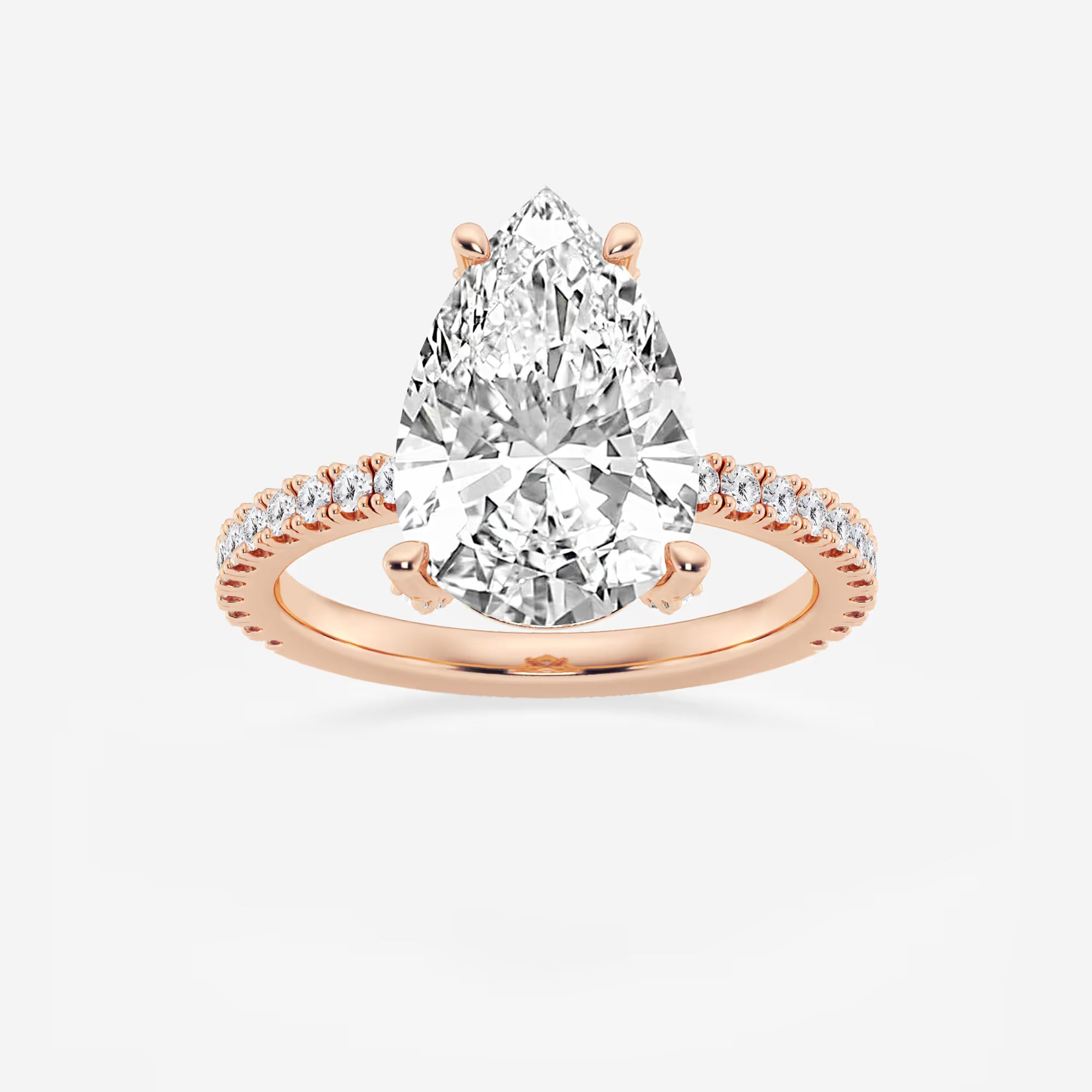 Pear Lab Grown Diamond Hidden Halo Engagement Ring