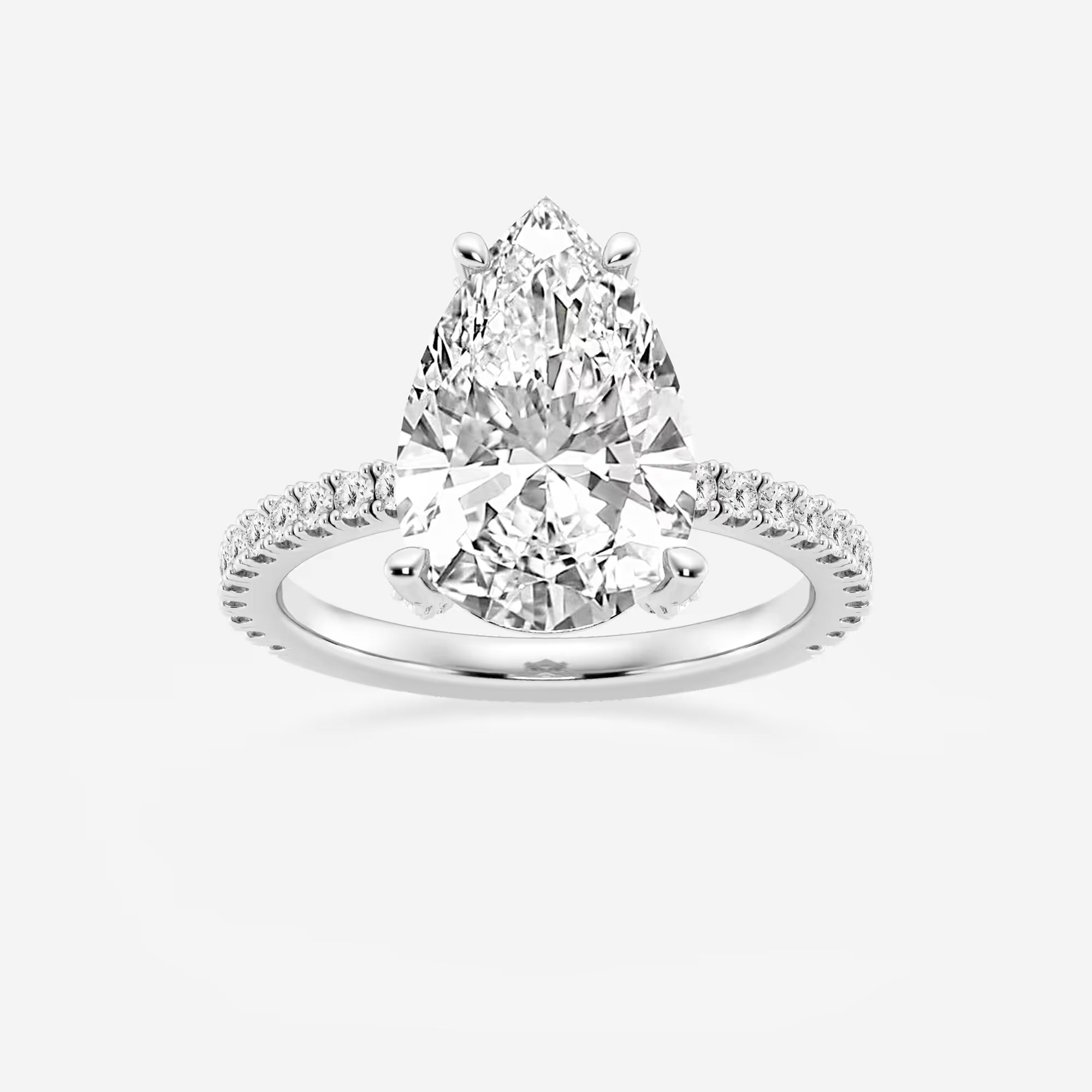 Pear Lab Grown Diamond Hidden Halo Engagement Ring