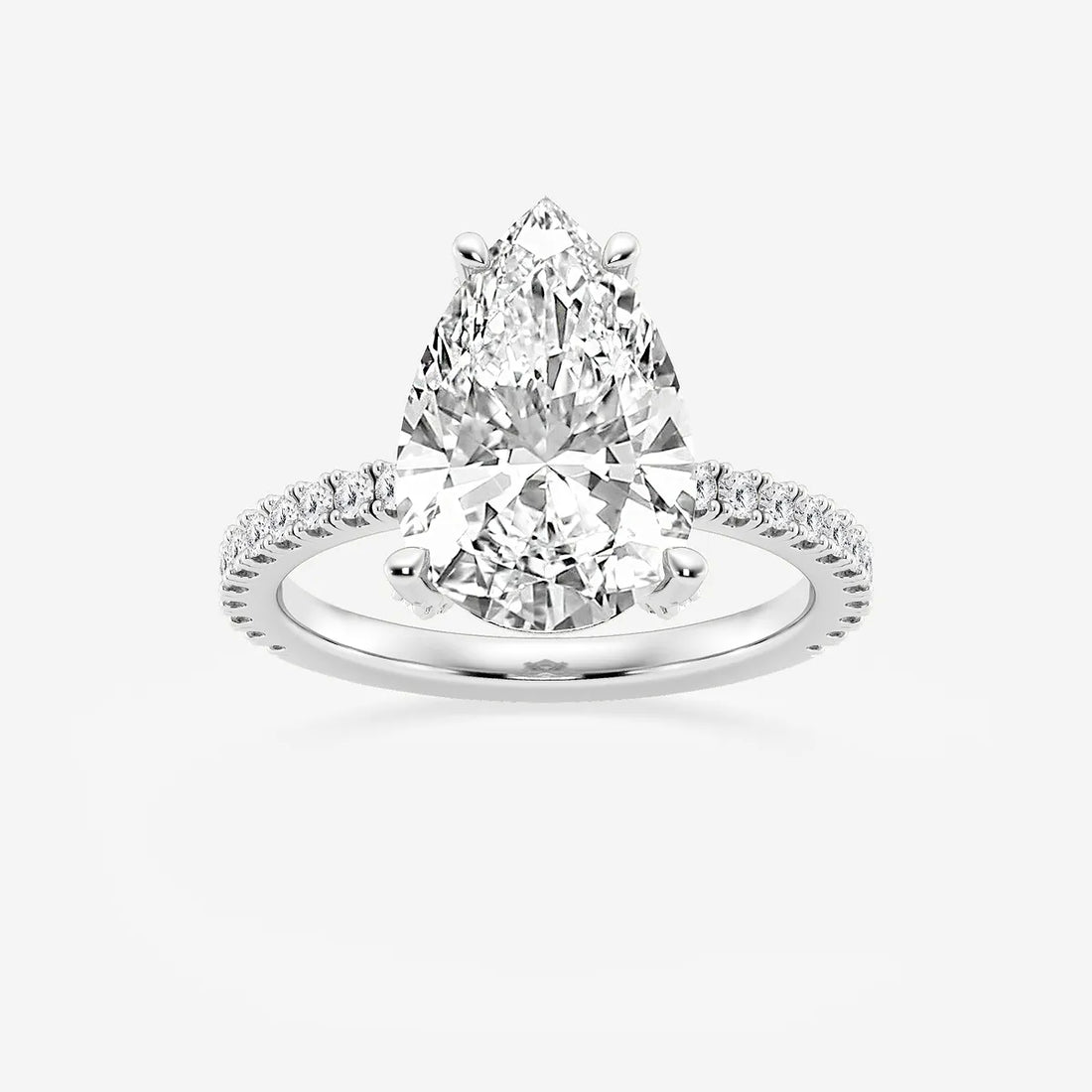 Pear Lab Grown Diamond Hidden Halo Engagement Ring