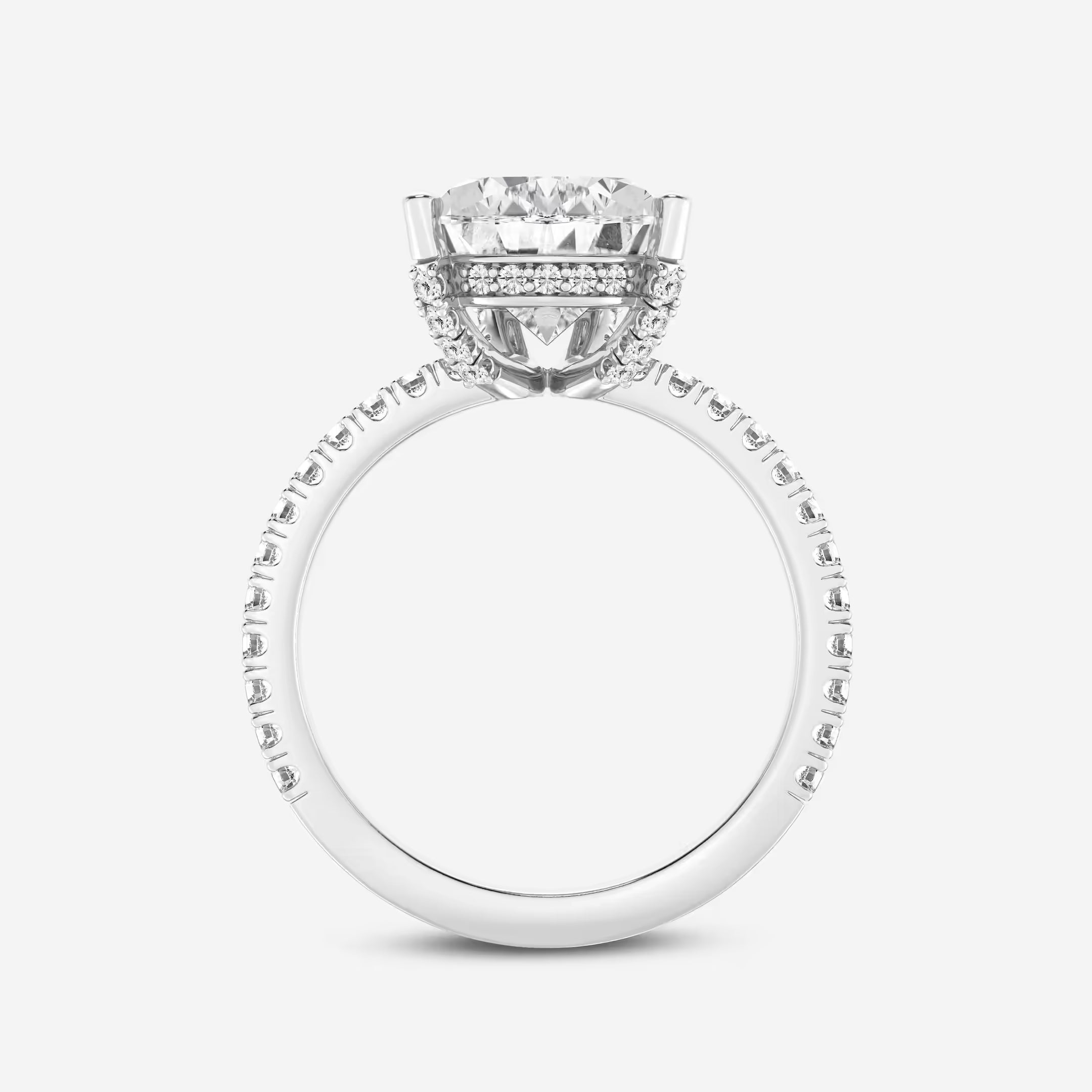 Pear Lab Grown Diamond Hidden Halo Engagement Ring