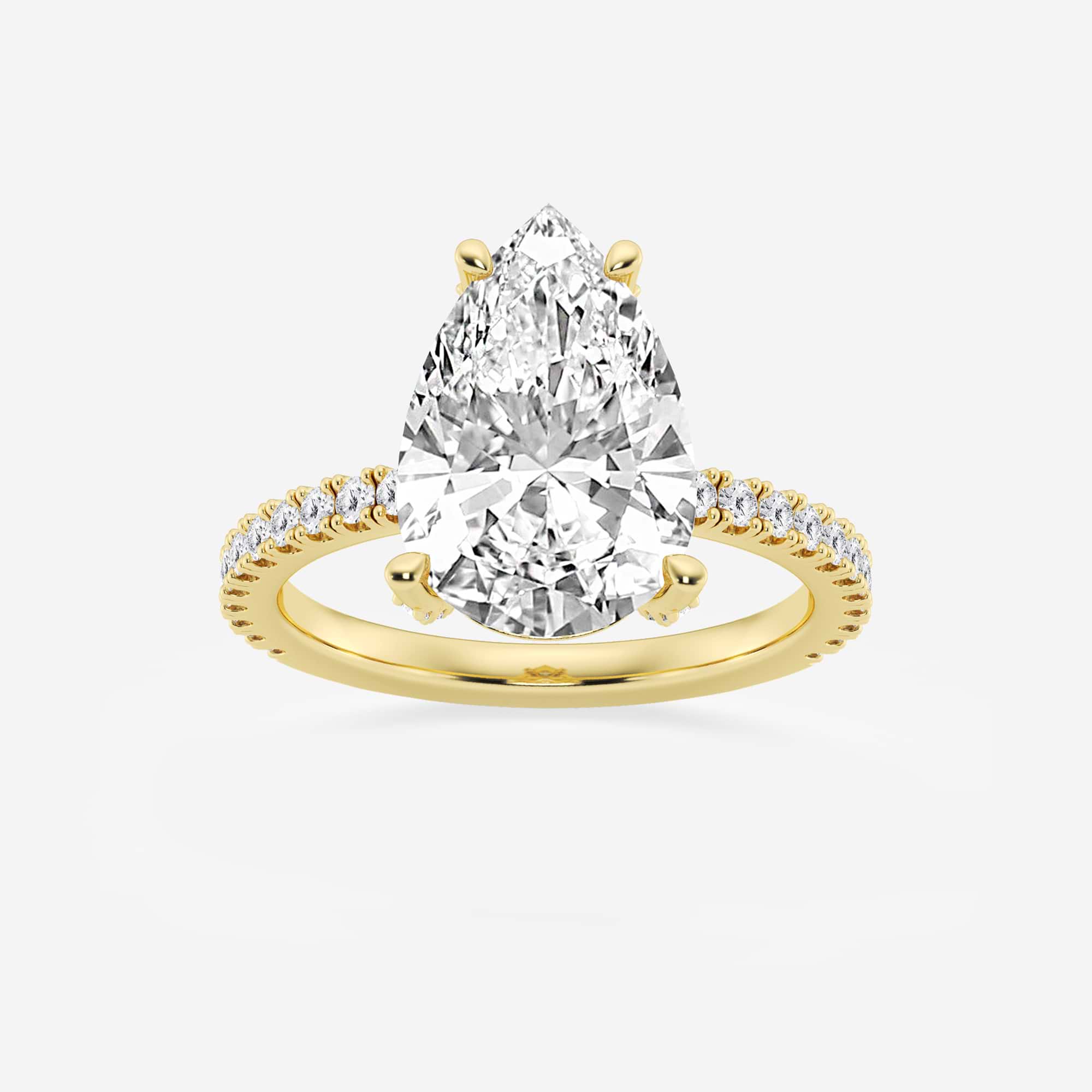 Pear Lab Grown Diamond Hidden Halo Engagement Ring