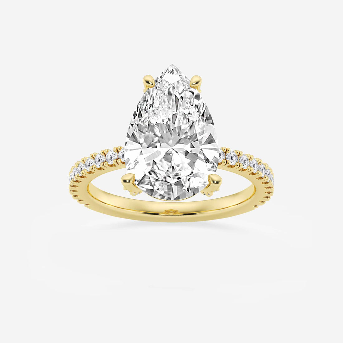 Pear Lab Grown Diamond Hidden Halo Engagement Ring