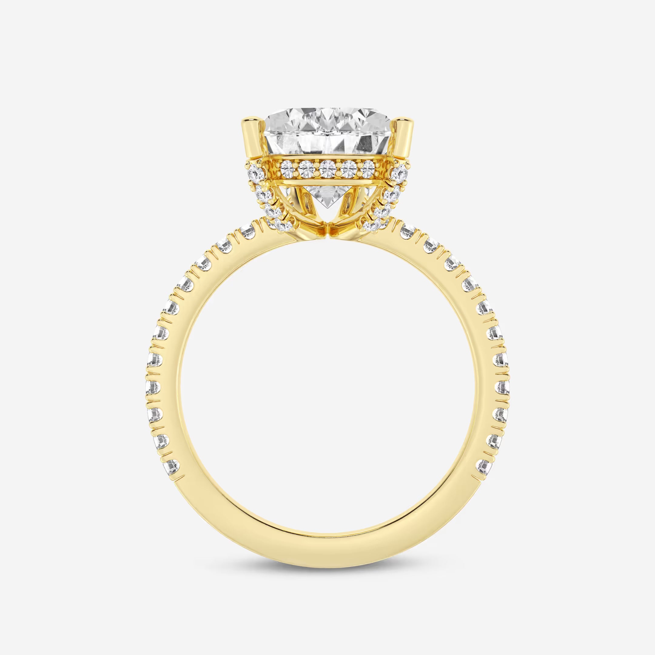 Pear Lab Grown Diamond Hidden Halo Engagement Ring