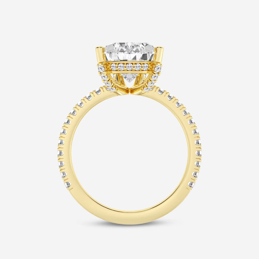 Pear Lab Grown Diamond Hidden Halo Engagement Ring