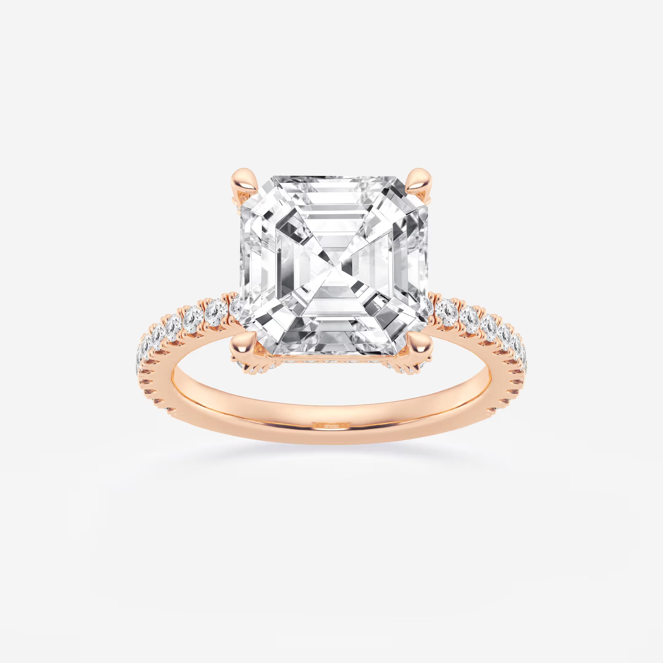 Celestique Asscher Lab Grown Diamond Hidden Halo Engagement Ring