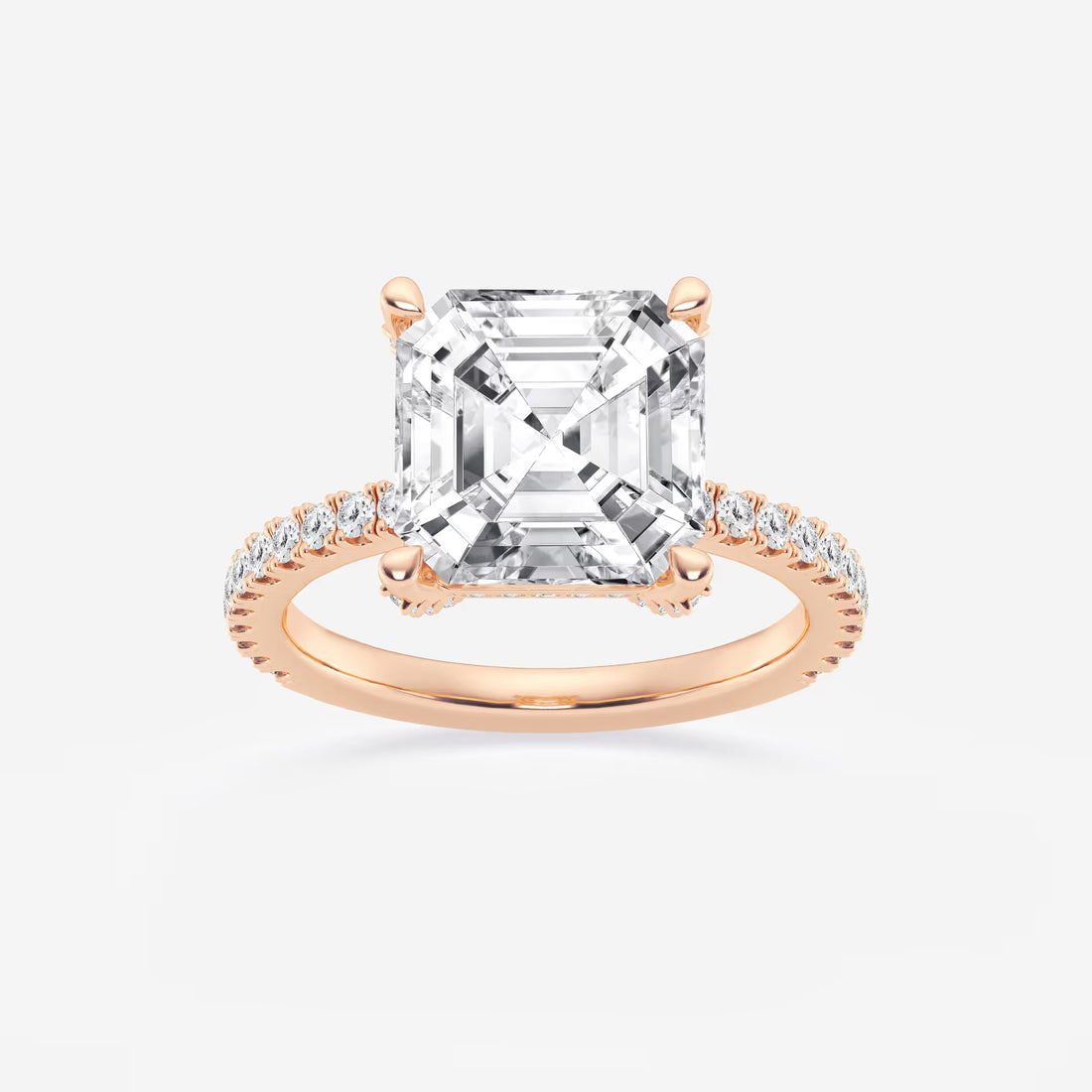 Celestique Asscher Lab Grown Diamond Hidden Halo Engagement Ring