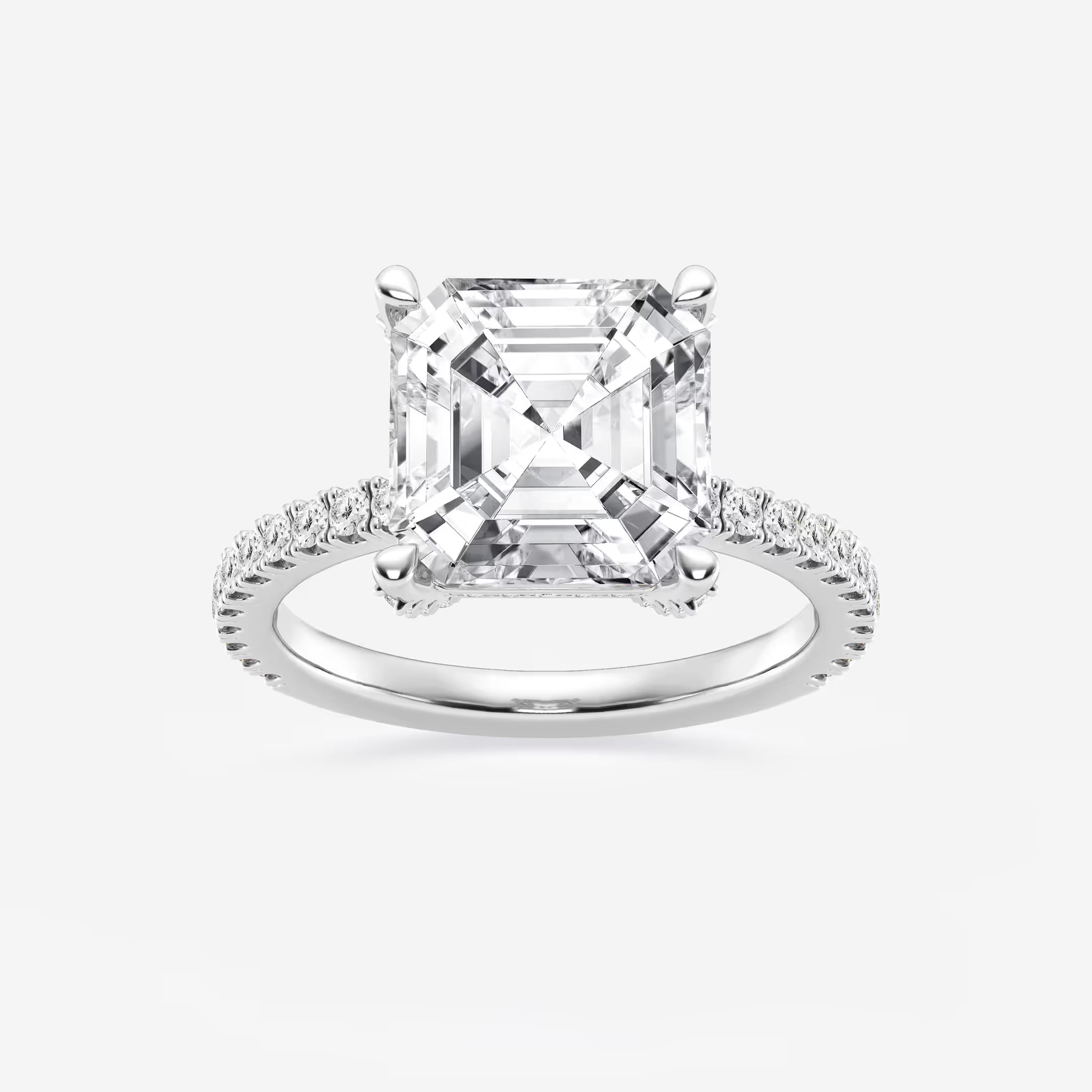 Celestique Asscher Lab Grown Diamond Hidden Halo Engagement Ring