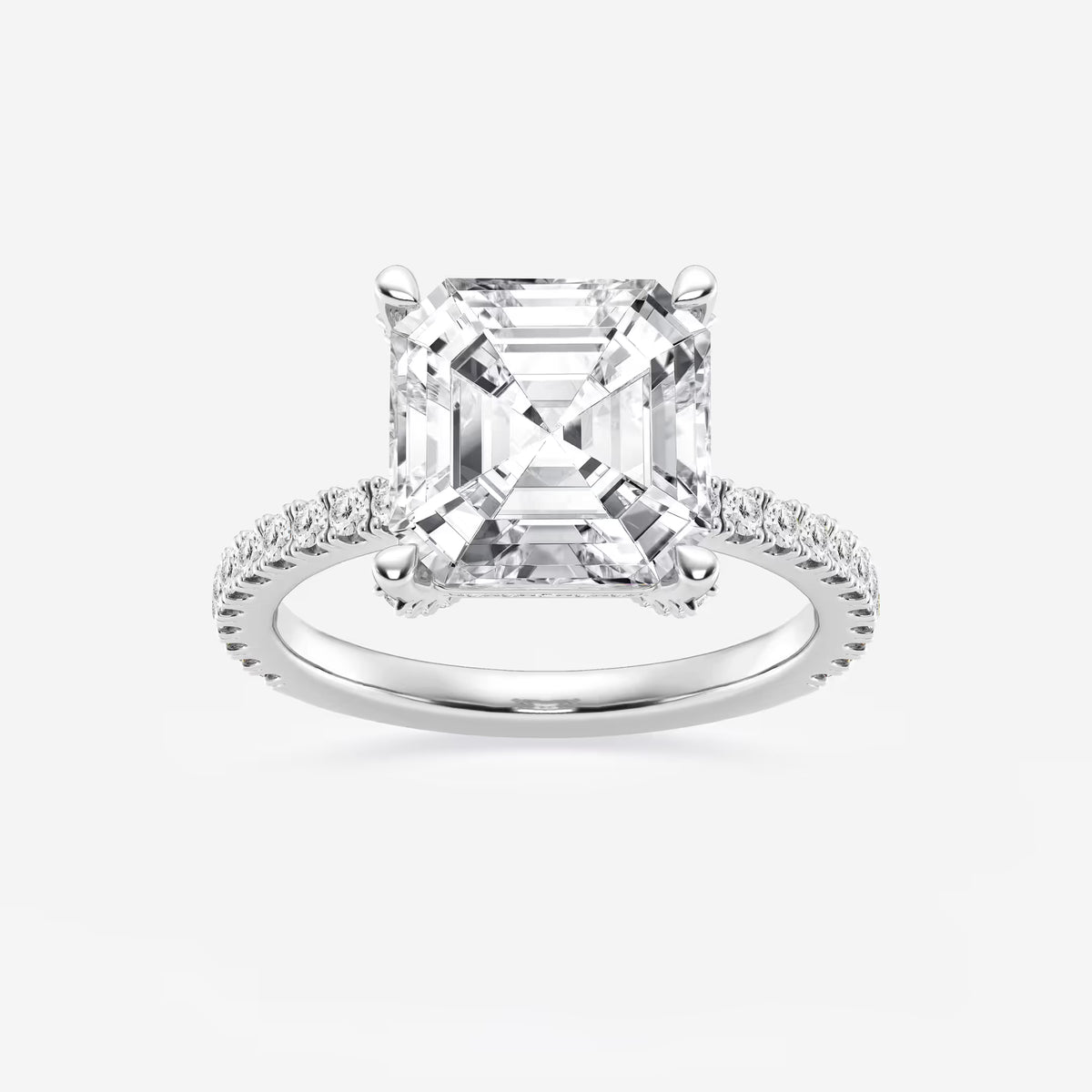 Celestique Asscher Lab Grown Diamond Hidden Halo Engagement Ring