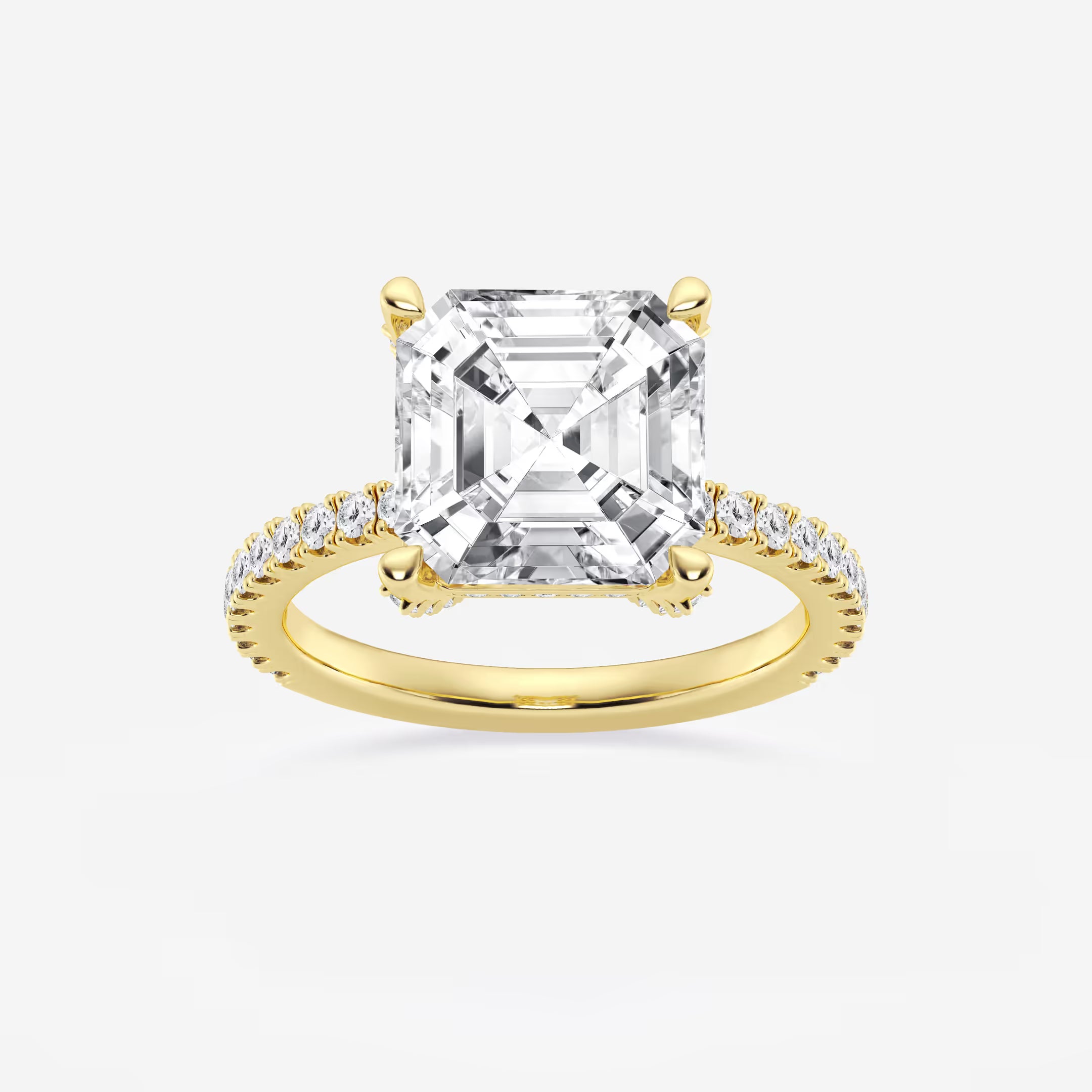 Celestique Asscher Lab Grown Diamond Hidden Halo Engagement Ring