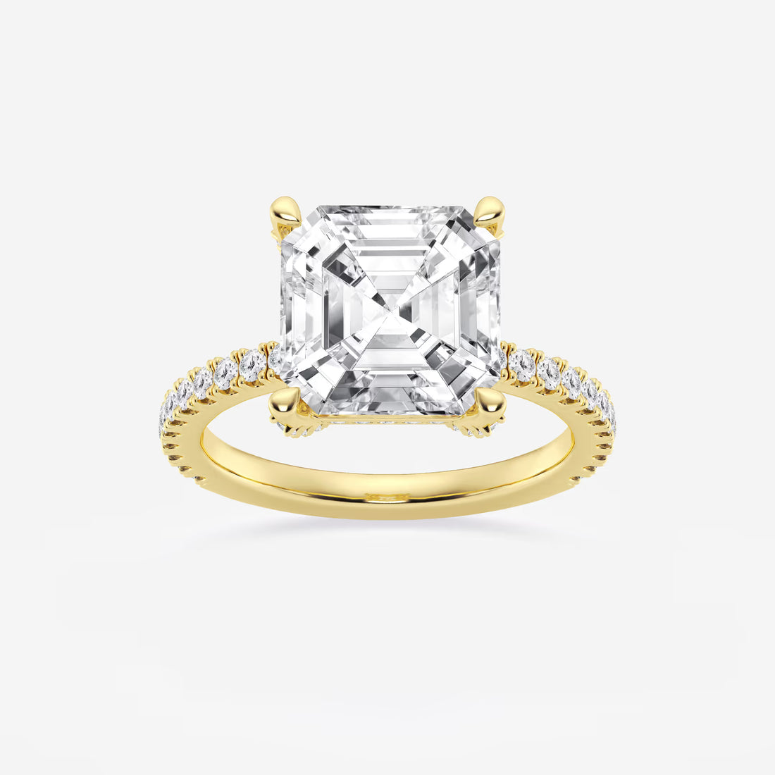 Celestique Asscher Lab Grown Diamond Hidden Halo Engagement Ring