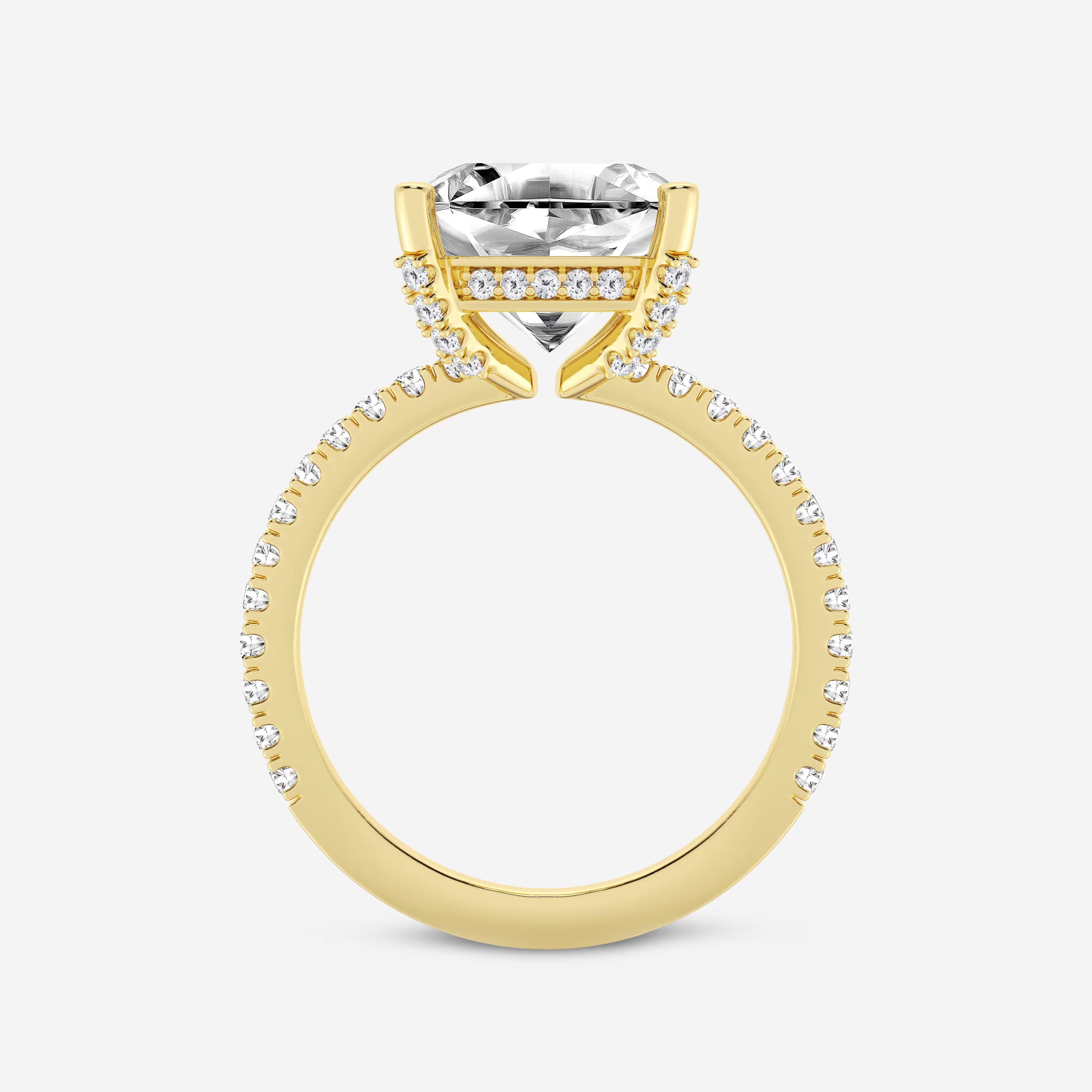 Celestique Asscher Lab Grown Diamond Hidden Halo Engagement Ring