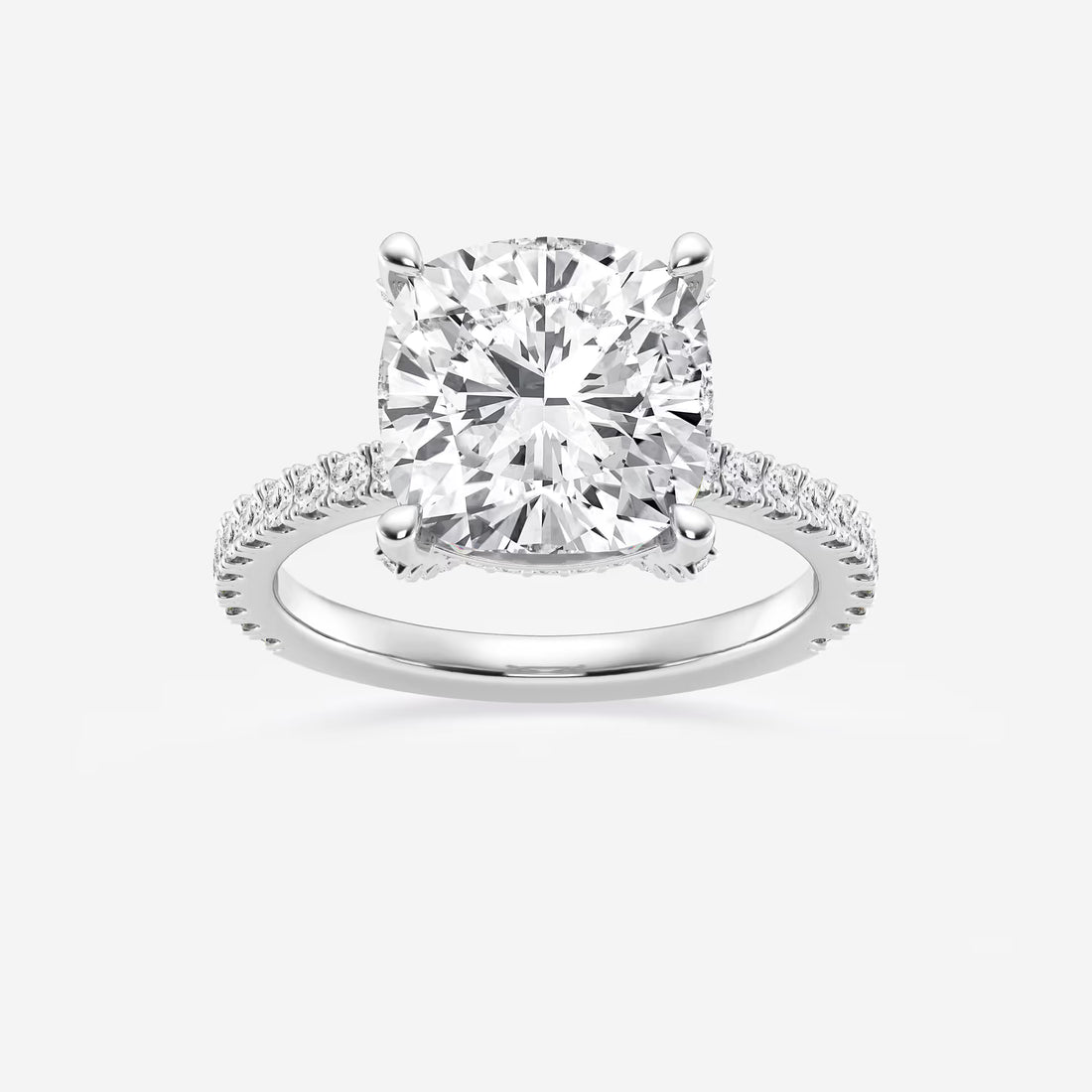 Cushion Lab Grown Diamond Hidden Halo Engagement Ring