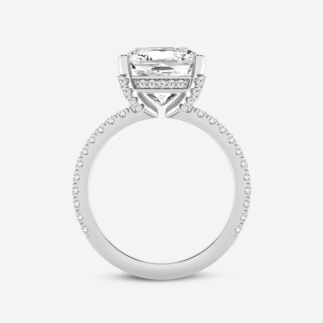 Cushion Lab Grown Diamond Hidden Halo Engagement Ring