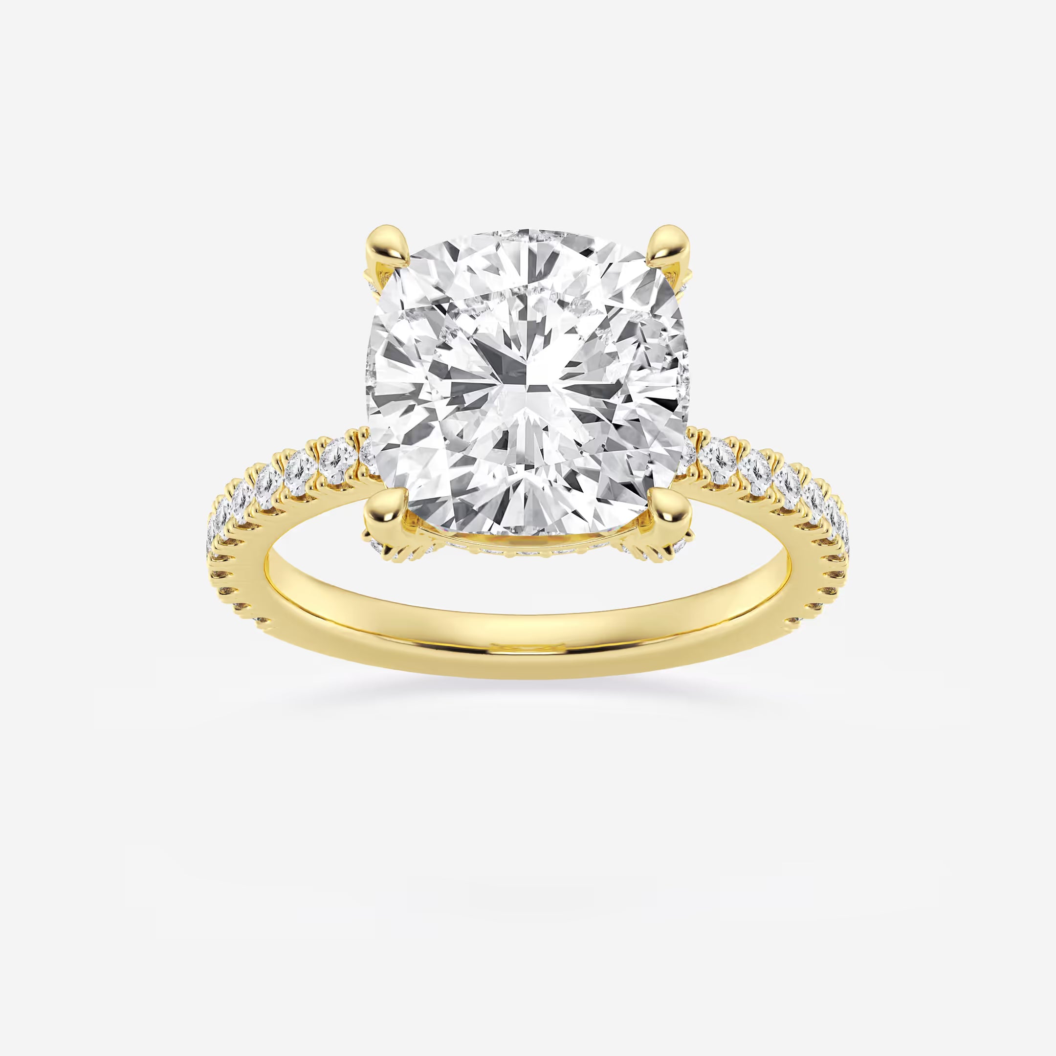 Calista Cushion Diamond Sunburst Halo Engagement Ring