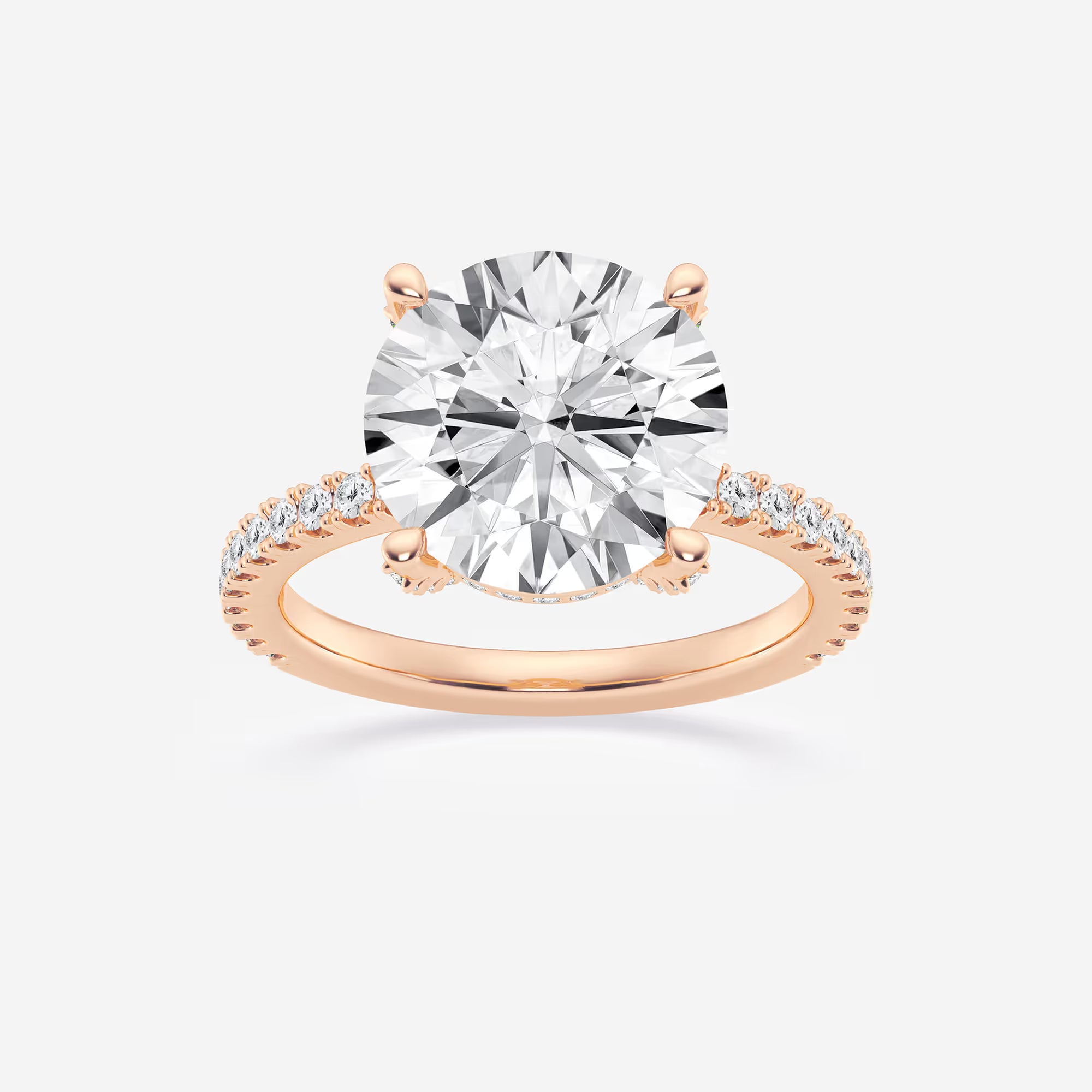 Round Lab Grown Diamond Hidden Halo Engagement Ring