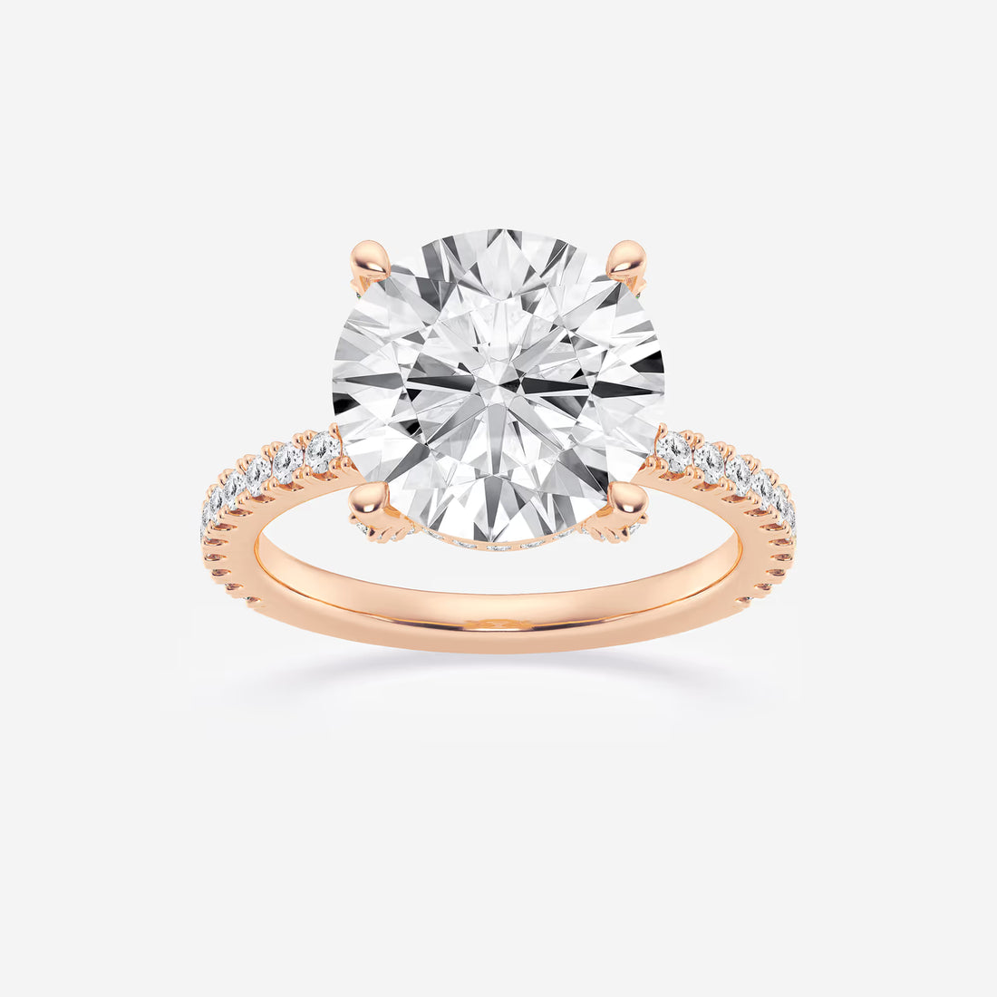 Round Lab Grown Diamond Hidden Halo Engagement Ring