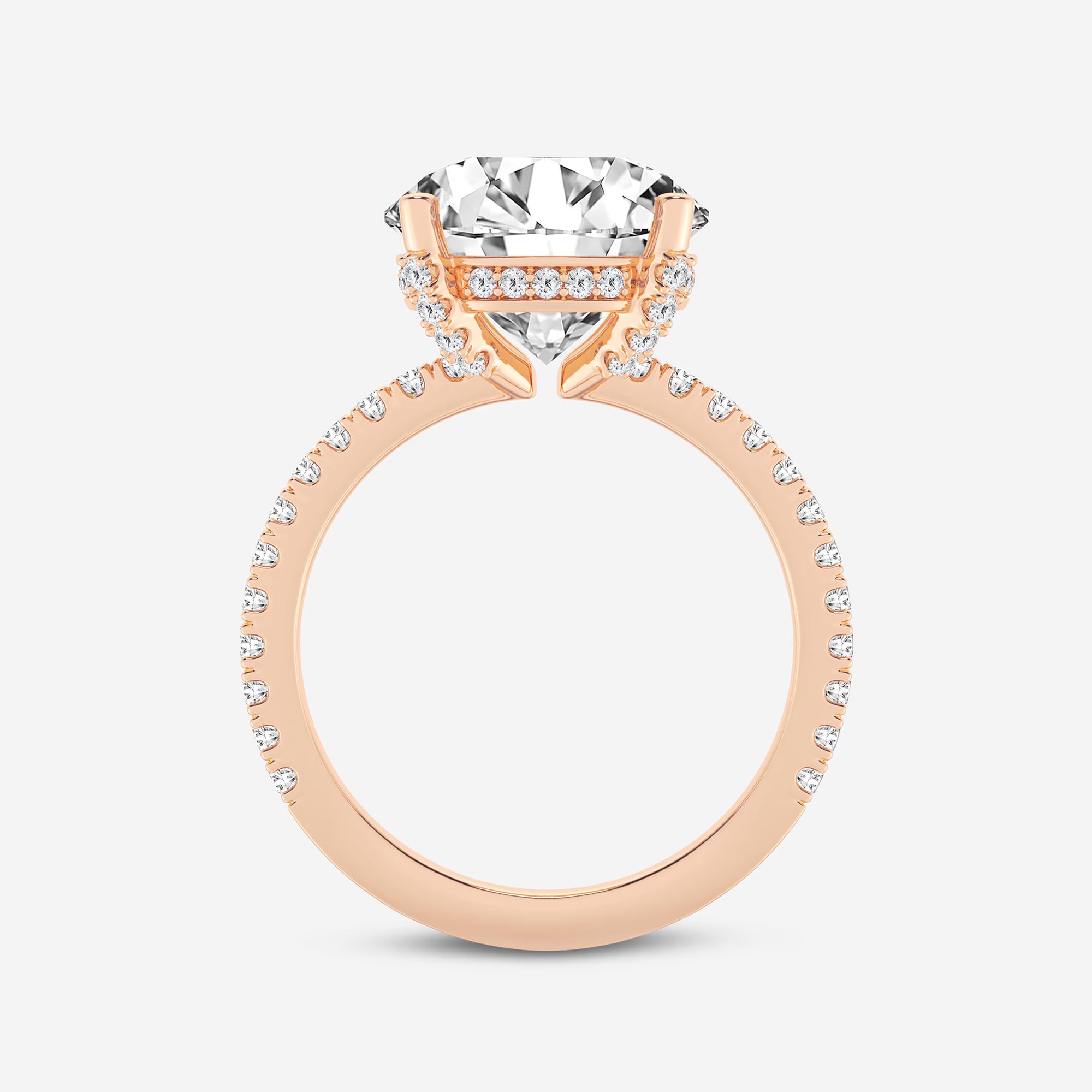 Round Lab Grown Diamond Hidden Halo Engagement Ring