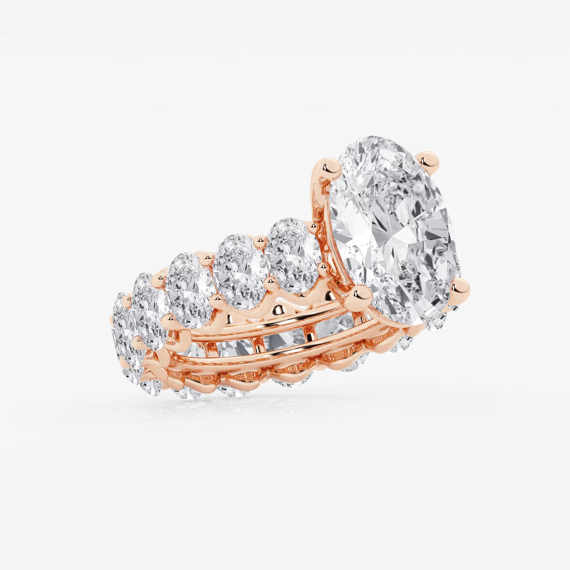 Luxury Oval Cut Lab-Grown Diamond Engagement Ring with Hidden Halo and Pavé Band